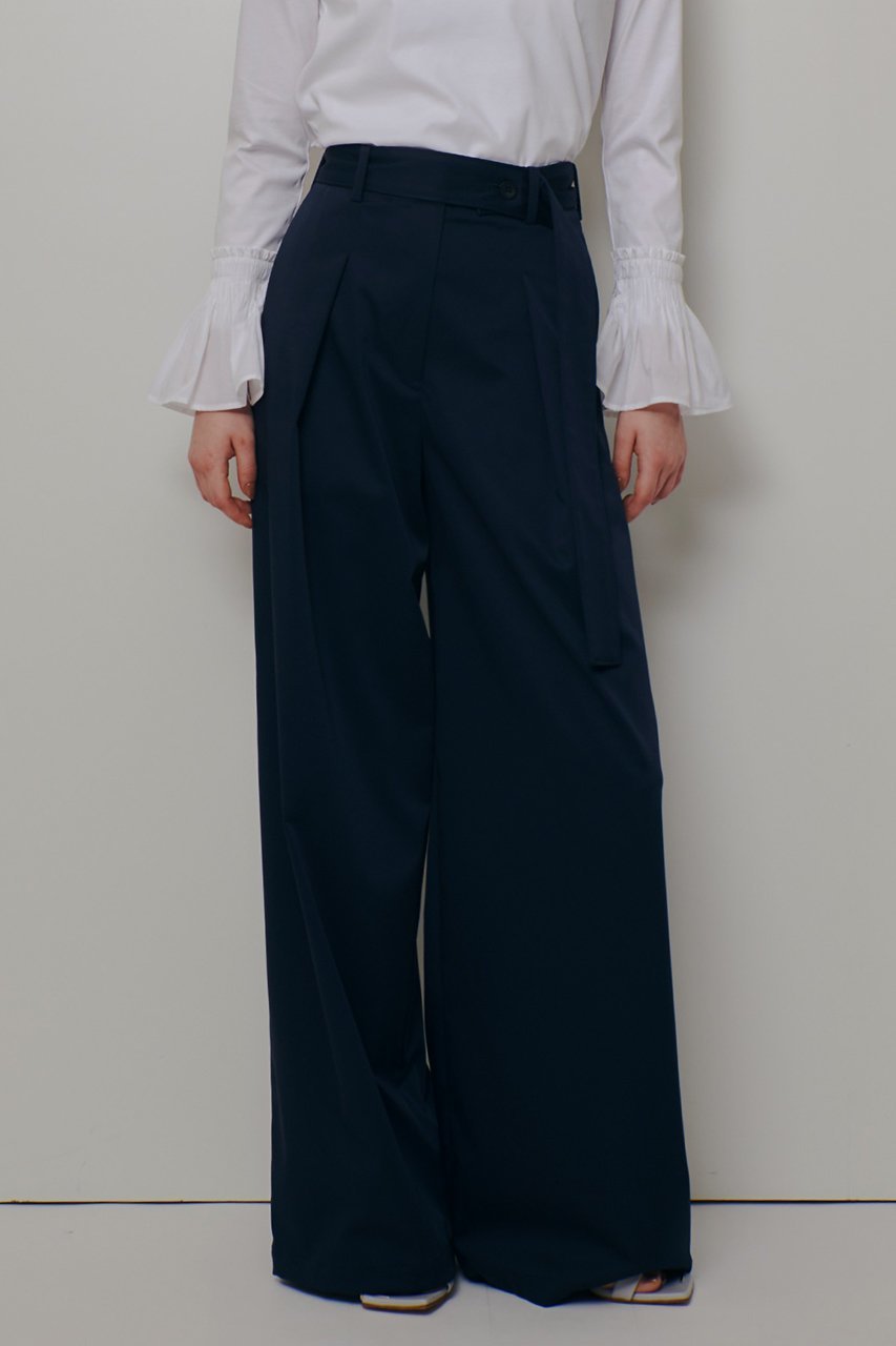 【アルアバイル/allureville】のサテンストレッチベルテッドパンツ インテリア・キッズ・メンズ・レディースファッション・服の通販 founy(ファニー) 　ファッション　Fashion　レディースファッション　Fashion for Women　パンツ　Pants & Trousers　サテン　Satin, Glossy Fabric　ベーシック　Basic, Essential　ワイド　Wide, Wide Fit　エレガント 上品　Elegant　新作・新入荷　New Arrivals / New In　ネイビー|ID: prp329100004855431 ipo3291000000036093390