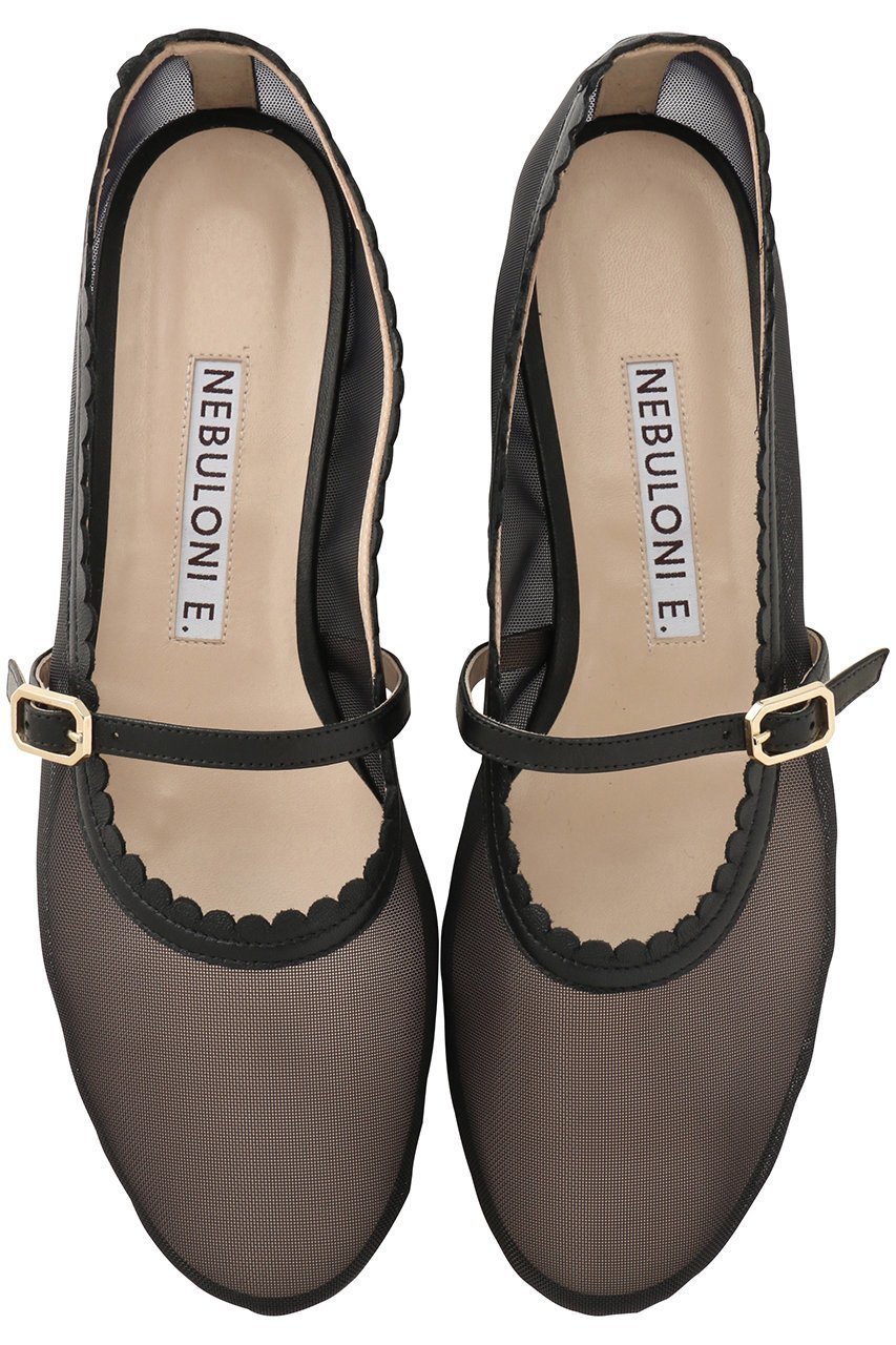 【ネブローニ/NEBULONI E】のチュールメリージェーンシューズ インテリア・キッズ・メンズ・レディースファッション・服の通販 founy(ファニー) 　ファッション　Fashion　レディースファッション　Fashion for Women　2026年　2026　エレガント 上品　Elegant　シューズ　Shoes, Footwear　スカラップ　Scallop, Scalloped Edge　チュール　Tulip, Tulip Motif　フェミニン　Feminine, Girly　フォルム　Silhouette, Form　フラット　Flat, Flat Shoes　モダン　Modern, Contemporary　ラウンド　Round, Round Neck　夏　Summer　春　Spring　S/S・春夏　SS, Spring/Summer, Warm Season　ブラック|ID: prp329100004856718 ipo3291000000035820389