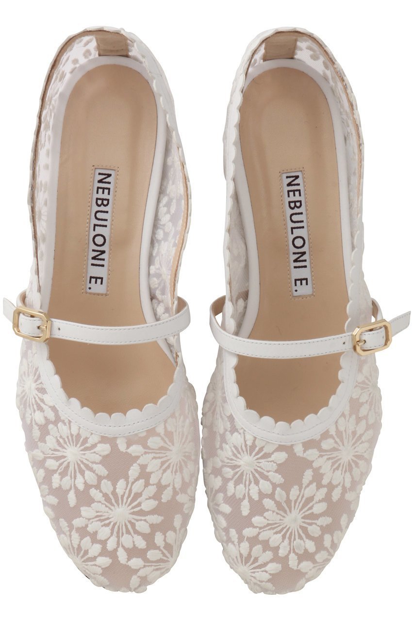 【ネブローニ/NEBULONI E】のチュールメリージェーンシューズ インテリア・キッズ・メンズ・レディースファッション・服の通販 founy(ファニー) 　ファッション　Fashion　レディースファッション　Fashion for Women　2026年　2026　エレガント 上品　Elegant　シューズ　Shoes, Footwear　スカラップ　Scallop, Scalloped Edge　チュール　Tulip, Tulip Motif　フェミニン　Feminine, Girly　フォルム　Silhouette, Form　フラット　Flat, Flat Shoes　モダン　Modern, Contemporary　ラウンド　Round, Round Neck　夏　Summer　春　Spring　S/S・春夏　SS, Spring/Summer, Warm Season　ホワイトフラワー|ID: prp329100004856718 ipo3291000000035820390