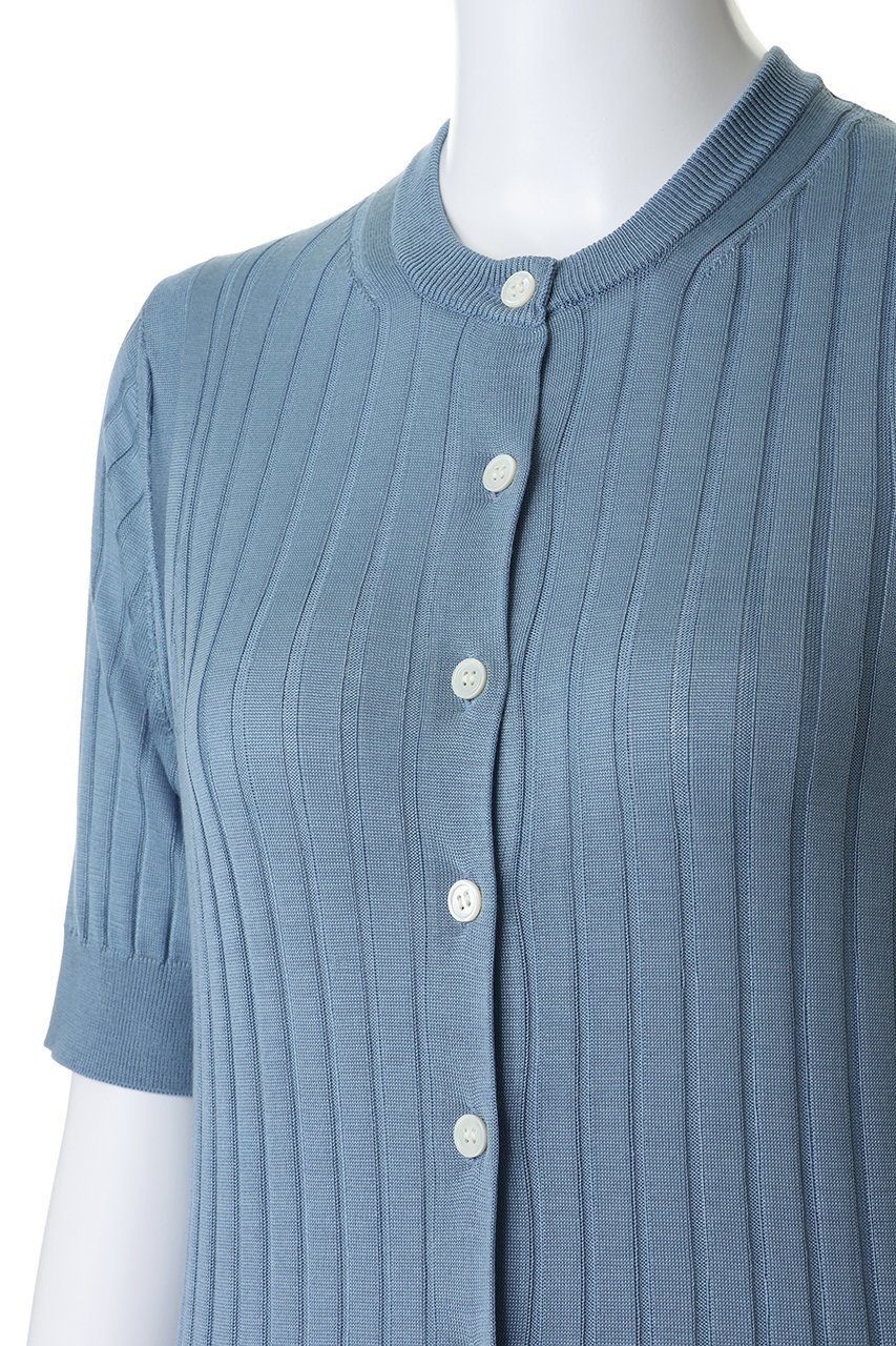 【スローン/SLOANE】の18Gワイドリブ シルク 5分袖クルーネックカーディガン 人気、トレンドファッション・服の通販 founy(ファニー) 　ファッション　Fashion　レディースファッション　Fashion for Women　トップス・カットソー　Cut & Sew Tops　ニット　Knit Tops & Sweaters　カーディガン・羽織り　Layered Style Cardigans　なめらか　Smooth, Silky Texture　カーディガン　Cardigan, Knitwear　シルク　Silk, 100% Silk　フィット　Fit, Slim Fit　ワイドリブ　Wide Rib, Wide Ribbed Knit　エレガント 上品　Elegant　other-5|ID: prp329100004856730 ipo3291000000036623540