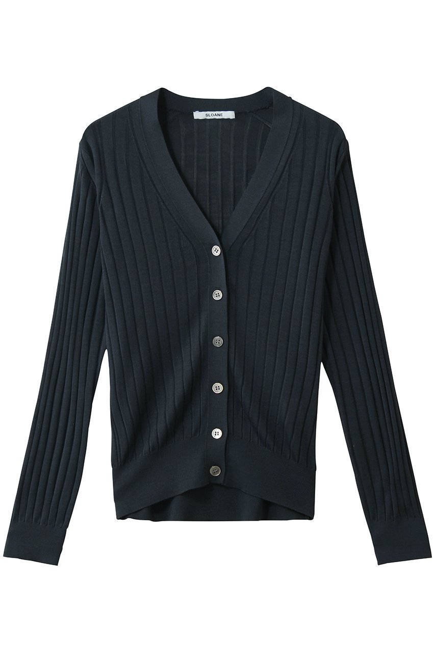 【スローン/SLOANE】の18Gワイドリブ シルク Vネックカーディガン インテリア・キッズ・メンズ・レディースファッション・服の通販 founy(ファニー) 　ファッション　Fashion　レディースファッション　Fashion for Women　トップス・カットソー　Cut & Sew Tops　ニット　Knit Tops & Sweaters　カーディガン・羽織り　Layered Style Cardigans　Vネックトップス　V-Neck Tops / V-Cut Neckline Shirts　なめらか　Smooth, Silky Texture　カーディガン　Cardigan, Knitwear　シルク　Silk, 100% Silk　フィット　Fit, Slim Fit　ワイドリブ　Wide Rib, Wide Ribbed Knit　エレガント 上品　Elegant　ネイビー|ID: prp329100004856731 ipo3291000000036642545