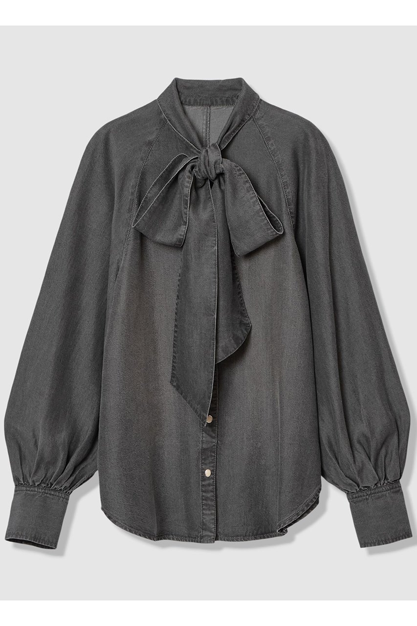 【アルアバイル/allureville】の【WEB・一部店舗別注】デニムボウブラウス インテリア・キッズ・メンズ・レディースファッション・服の通販 founy(ファニー) 　ファッション　Fashion　レディースファッション　Fashion for Women　トップス・カットソー　Cut & Sew Tops　シャツ・ブラウス・オフィスカジュアル　Elegant Blouses & Button-Ups　2026年　2026　ウエスタン　Western Style　ジャケット　Jacket, Outerwear　スリーブ　Sleeve, Long Sleeve / Short Sleeve　ツイード　Twill, Twill Weave　デニム　Denim, Jeans Material　ドット　Polka Dot, Dot Pattern　フェミニン　Feminine, Girly　マニッシュ　Mannish, Boyish　リボン　Ribbon, Bow　ロング　Long, Long-Length　ヴィンテージ　Vintage Style　別注　Limited Edition, Custom Order　夏　Summer　春　Spring　S/S・春夏　SS, Spring/Summer, Warm Season　ブラック系|ID: prp329100004856741 ipo3291000000035820747