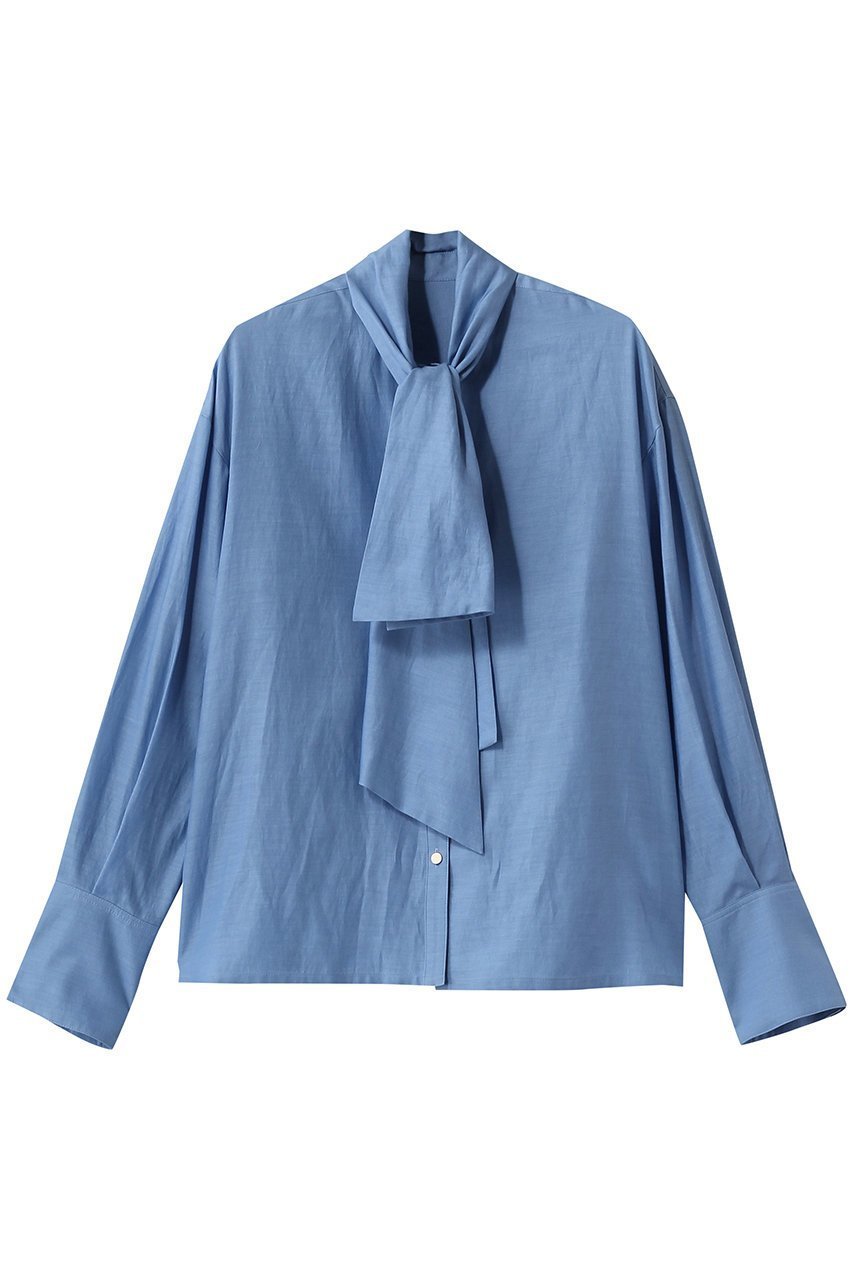 【アルアバイル/allureville】のキュプラコットンビッグタイブラウス インテリア・キッズ・メンズ・レディースファッション・服の通販 founy(ファニー) 　ファッション　Fashion　レディースファッション　Fashion for Women　トップス・カットソー　Cut & Sew Tops　シャツ・ブラウス・オフィスカジュアル　Elegant Blouses & Button-Ups　2026年　2026　なめらか　Smooth, Silky Texture　オケージョン　Occasion Wear　スリーブ　Sleeve, Long Sleeve / Short Sleeve　ロング　Long, Long-Length　エレガント 上品　Elegant　夏　Summer　春　Spring　S/S・春夏　SS, Spring/Summer, Warm Season　サックス|ID: prp329100004856747 ipo3291000000035820831