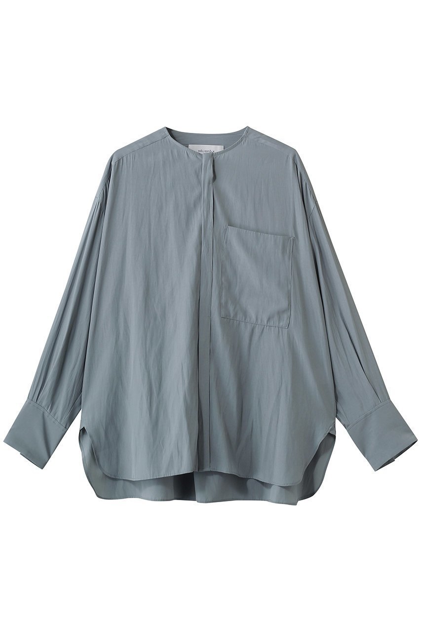 【エリオポール/heliopole】のクレープカラーレスシャツ インテリア・キッズ・メンズ・レディースファッション・服の通販 founy(ファニー) ファッション Fashion レディースファッション Fashion for Women トップス・カットソー Cut & Sew Tops シャツ・ブラウス・オフィスカジュアル Elegant Blouses & Button-Ups 2026年 2026 とろみ Fluid, Flowy Fabric スリーブ Sleeve, Long Sleeve / Short Sleeve ロング Long, Long-Length 夏 Summer 春 Spring S/S・春夏 SS, Spring/Summer, Warm Season サックス|ID: prp329100004856760 ipo3291000000035820991