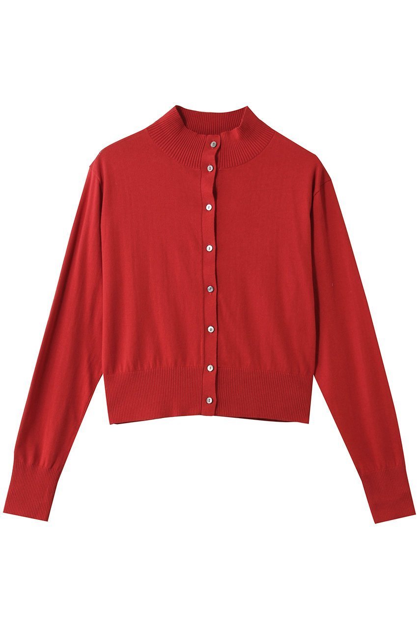 【ミディウミソリッド/MIDIUMISOLID】のh/neck short CD カーディガン インテリア・キッズ・メンズ・レディースファッション・服の通販 founy(ファニー) 　ファッション　Fashion　レディースファッション　Fashion for Women　トップス・カットソー　Cut & Sew Tops　ニット　Knit Tops & Sweaters　カーディガン・羽織り　Layered Style Cardigans　カーディガン　Cardigan, Knitwear　コンパクト　Compact, Small Size　ショート　Short, Short Length　シンプル　Simple, Minimal　トレンド　Trend, Trending Now　ハイネック　High Neck, Mock Neck　エレガント 上品　Elegant　red|ID: prp329100004856770 ipo3291000000036700191