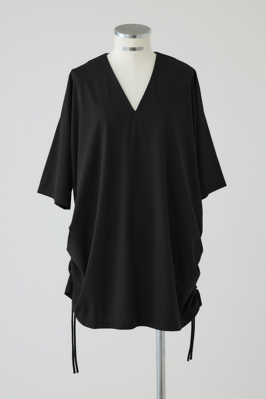 【リムアーク/RIM.ARK】のSide drawstring big T-shirts/Tシャツ インテリア・キッズ・メンズ・レディースファッション・服の通販 founy(ファニー) 　ファッション　Fashion　レディースファッション　Fashion for Women　トップス・カットソー　Cut & Sew Tops　シャツ・ブラウス・オフィスカジュアル　Elegant Blouses & Button-Ups　ロングTシャツ・Tシャツ　Longline T-Shirts & Tees　カットソー・ベーシックTシャツ　Cut-and-Sewn Tops / Stretch Tees & Basics　カットソー　Cut and Sewn Top　コンパクト　Compact, Small Size　シャーリング　Shirring, Ruched　ショート　Short, Short Length　スリーブ　Sleeve, Long Sleeve / Short Sleeve　バランス　Balance, Style Balance　エレガント 上品　Elegant　新作・新入荷　New Arrivals / New In　ブラック|ID: prp329100004856771 ipo3291000000035821193