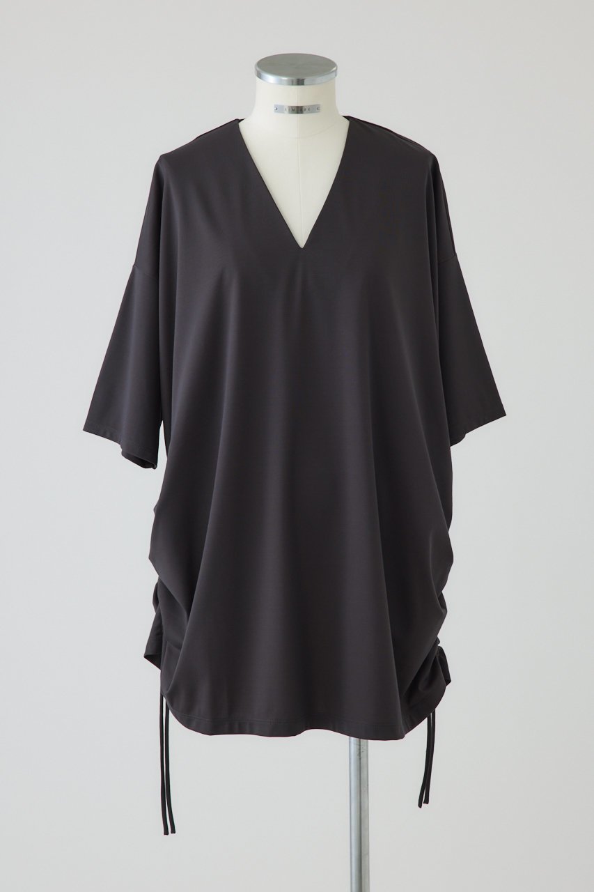 【リムアーク/RIM.ARK】のSide drawstring big T-shirts/Tシャツ インテリア・キッズ・メンズ・レディースファッション・服の通販 founy(ファニー) 　ファッション　Fashion　レディースファッション　Fashion for Women　トップス・カットソー　Cut & Sew Tops　シャツ・ブラウス・オフィスカジュアル　Elegant Blouses & Button-Ups　ロングTシャツ・Tシャツ　Longline T-Shirts & Tees　カットソー・ベーシックTシャツ　Cut-and-Sewn Tops / Stretch Tees & Basics　カットソー　Cut and Sewn Top　コンパクト　Compact, Small Size　シャーリング　Shirring, Ruched　ショート　Short, Short Length　スリーブ　Sleeve, Long Sleeve / Short Sleeve　バランス　Balance, Style Balance　エレガント 上品　Elegant　新作・新入荷　New Arrivals / New In　グレー|ID: prp329100004856771 ipo3291000000035821195