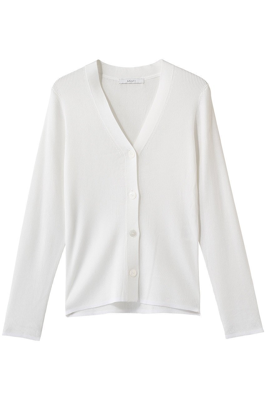 【アナイ/ANAYI】のアセテートポリエステルVカーディガン インテリア・キッズ・メンズ・レディースファッション・服の通販 founy(ファニー) 　ファッション　Fashion　レディースファッション　Fashion for Women　トップス・カットソー　Cut & Sew Tops　ニット　Knit Tops & Sweaters　カーディガン・羽織り　Layered Style Cardigans　2026年　2026　カーディガン　Cardigan, Knitwear　スマート　Smart, Elegant　夏　Summer　春　Spring　S/S・春夏　SS, Spring/Summer, Warm Season　ホワイト|ID: prp329100004856774 ipo3291000000035821243