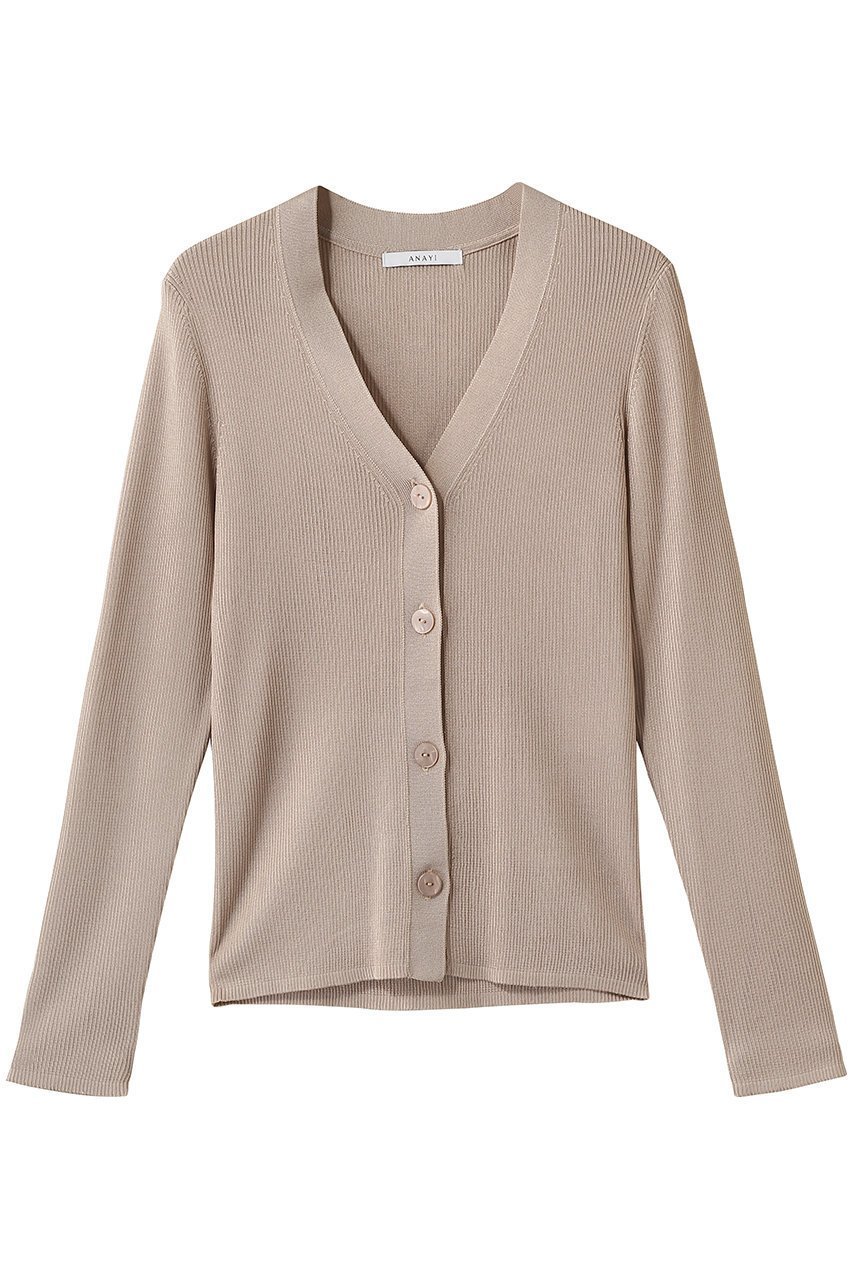 【アナイ/ANAYI】のアセテートポリエステルVカーディガン インテリア・キッズ・メンズ・レディースファッション・服の通販 founy(ファニー) 　ファッション　Fashion　レディースファッション　Fashion for Women　トップス・カットソー　Cut & Sew Tops　ニット　Knit Tops & Sweaters　カーディガン・羽織り　Layered Style Cardigans　2026年　2026　カーディガン　Cardigan, Knitwear　スマート　Smart, Elegant　夏　Summer　春　Spring　S/S・春夏　SS, Spring/Summer, Warm Season　ベージュ|ID: prp329100004856774 ipo3291000000035821244