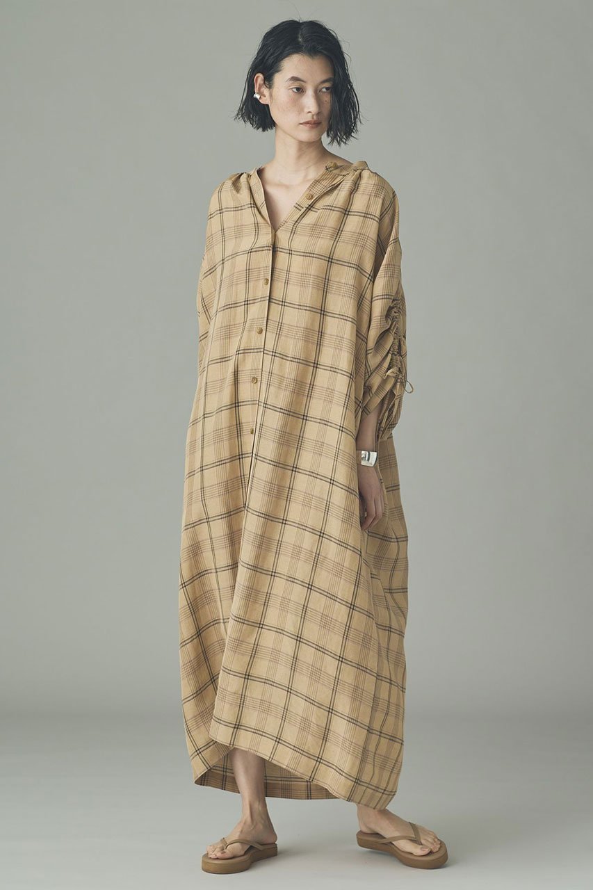 【カレンソロジー/Curensology】の〈C.S.G〉リネンチェックワンピース 人気、トレンドファッション・服の通販 founy(ファニー) 　ファッション　Fashion　レディースファッション　Fashion for Women　ワンピース　Dresses　チュニック　Tunic Tops & Dresses　2026年　2026　おすすめ　Recommended / Our Picks　チュニック　Tunic, Long Top　ドローストリング　Drawstring, Pull Cord　フロント　Front, Front Design　リラックス　Relax, Relaxed Fit　ロング　Long, Long-Length　ワイド　Wide, Wide Fit　ワッシャー　Washer, Crinkled Finish　今季　This Season, Current Season　夏　Summer　春　Spring　S/S・春夏　SS, Spring/Summer, Warm Season　other-2|ID: prp329100004856775 ipo3291000000035821261