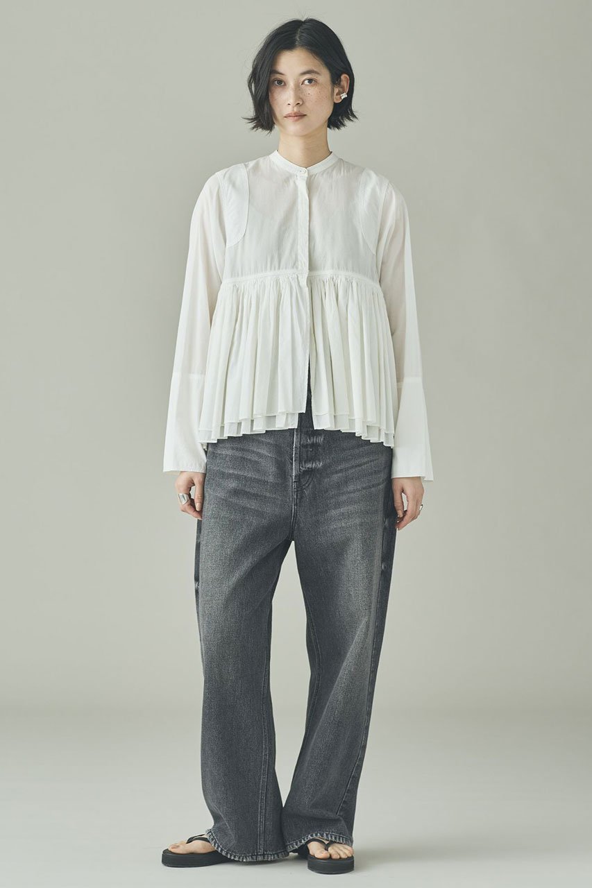 【カレンソロジー/Curensology】のレイヤードギャザーブラウス 人気、トレンドファッション・服の通販 founy(ファニー) 　ファッション　Fashion　レディースファッション　Fashion for Women　トップス・カットソー　Cut & Sew Tops　シャツ・ブラウス・オフィスカジュアル　Elegant Blouses & Button-Ups　2026年　2026　ギャザー　Gathered, Ruffled　シンプル　Simple, Minimal　スリーブ　Sleeve, Long Sleeve / Short Sleeve　デニム　Denim, Jeans Material　バランス　Balance, Style Balance　ロング　Long, Long-Length　夏　Summer　春　Spring　S/S・春夏　SS, Spring/Summer, Warm Season　other-5|ID: prp329100004856780 ipo3291000000035821342