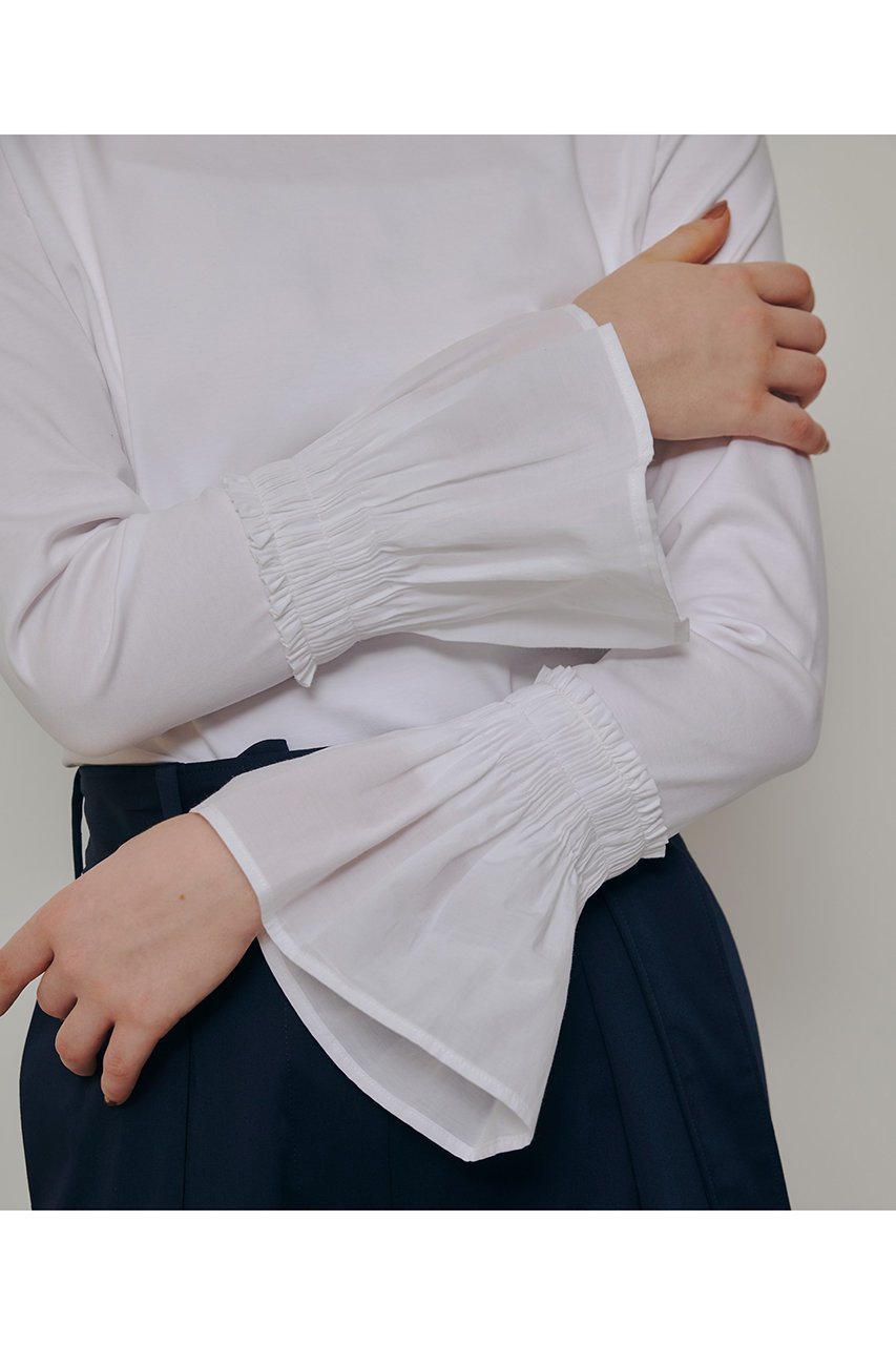 【アルアバイル/allureville】の刺繍プリーツカフスプルオーバー 人気、トレンドファッション・服の通販 founy(ファニー) 　ファッション　Fashion　レディースファッション　Fashion for Women　トップス・カットソー　Cut & Sew Tops　シャツ・ブラウス・オフィスカジュアル　Elegant Blouses & Button-Ups　ロングTシャツ・Tシャツ　Longline T-Shirts & Tees　カジュアルプルオーバー・ニットトップス　Pullovers & Knit Tops / Casual Pullovers　カットソー・ベーシックTシャツ　Cut-and-Sewn Tops / Stretch Tees & Basics　2026年　2026　カットソー　Cut and Sewn Top　カフス　Cuff Design　ギャザー　Gathered, Ruffled　コンビ　Combo, Combination Style　シンプル　Simple, Minimal　スリット　Slit, Slit Detail　スリーブ　Sleeve, Long Sleeve / Short Sleeve　ドッキング　Docking, Mixed Material　バランス　Balance, Style Balance　フレア　Flare, Flared　プリーツ　Pleats, Pleated　ロング　Long, Long-Length　夏　Summer　春　Spring　S/S・春夏　SS, Spring/Summer, Warm Season　other-6|ID: prp329100004856785 ipo3291000000035821406