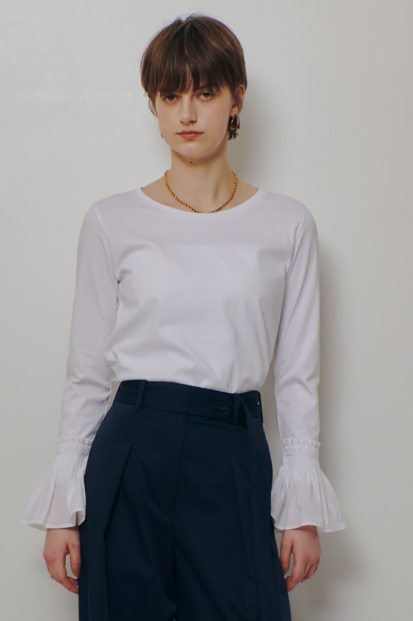 【アルアバイル/allureville】の刺繍プリーツカフスプルオーバー 人気、トレンドファッション・服の通販 founy(ファニー) 　ファッション　Fashion　レディースファッション　Fashion for Women　トップス・カットソー　Cut & Sew Tops　シャツ・ブラウス・オフィスカジュアル　Elegant Blouses & Button-Ups　ロングTシャツ・Tシャツ　Longline T-Shirts & Tees　カジュアルプルオーバー・ニットトップス　Pullovers & Knit Tops / Casual Pullovers　カットソー・ベーシックTシャツ　Cut-and-Sewn Tops / Stretch Tees & Basics　2026年　2026　カットソー　Cut and Sewn Top　カフス　Cuff Design　ギャザー　Gathered, Ruffled　コンビ　Combo, Combination Style　シンプル　Simple, Minimal　スリット　Slit, Slit Detail　スリーブ　Sleeve, Long Sleeve / Short Sleeve　ドッキング　Docking, Mixed Material　バランス　Balance, Style Balance　フレア　Flare, Flared　プリーツ　Pleats, Pleated　ロング　Long, Long-Length　夏　Summer　春　Spring　S/S・春夏　SS, Spring/Summer, Warm Season　other-8|ID: prp329100004856785 ipo3291000000035821410