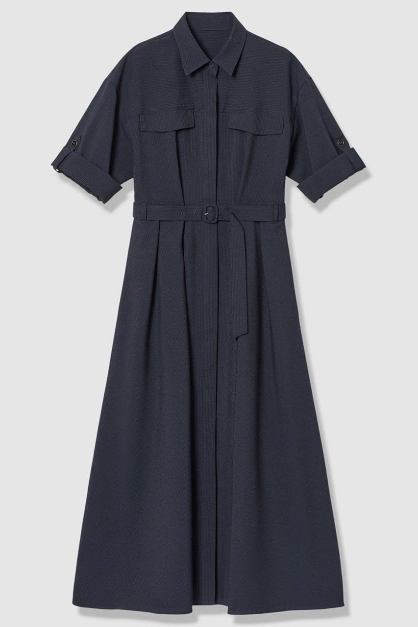 【アルアバイル/allureville】のサッカーターンバックワンピース インテリア・キッズ・メンズ・レディースファッション・服の通販 founy(ファニー) 　ファッション　Fashion　レディースファッション　Fashion for Women　ワンピース　Dresses　チュニック　Tunic Tops & Dresses　2026年　2026　サッカー　Seersucker, Summer Fabric　ストレッチ　Stretch, Stretchy Fabric　チュニック　Tunic, Long Top　ロング　Long, Long-Length　夏　Summer　春　Spring　S/S・春夏　SS, Spring/Summer, Warm Season　ビジネス 仕事 通勤　Business / Work / Commuting　ネイビー|ID: prp329100004856788 ipo3291000000035821434