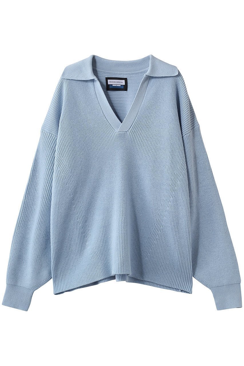 【メゾンスペシャル/MAISON SPECIAL】の【UNISEX】C/Aスキッパーニット インテリア・キッズ・メンズ・レディースファッション・服の通販 founy(ファニー) ファッション Fashion レディースファッション Fashion for Women トップス・カットソー Cut & Sew Tops ニット Knit Tops & Sweaters カジュアルプルオーバー・ニットトップス Pullovers & Knit Tops / Casual Pullovers 2026年 2026 ユニセックス Unisex, Genderless インナー Innerwear ショルダー Shoulder, Shoulder Strap シンプル Simple, Minimal スキッパー Skipper, Open Collar ドロップ Drop Shoulder, Dropped Style ハイネック High Neck, Mock Neck 夏 Summer 春 Spring S/S・春夏 SS, Spring/Summer, Warm Season 畦 Ribbed Knit S.BLU(スカイブルー)|ID: prp329100004856799 ipo3291000000035821672