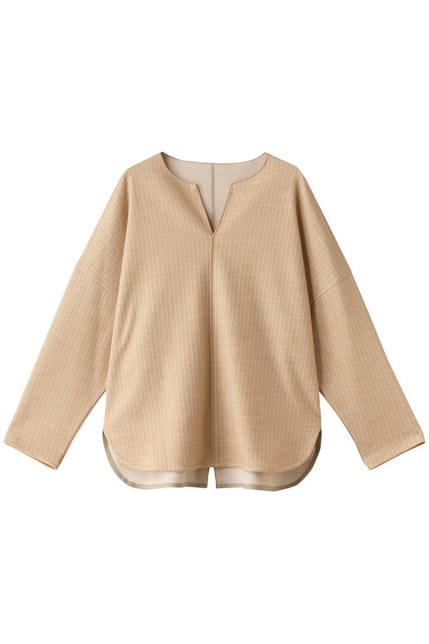 【プレインピープル/PLAIN PEOPLE】のチョークストライププルオーバー インテリア・キッズ・メンズ・レディースファッション・服の通販 founy(ファニー) 　ファッション　Fashion　レディースファッション　Fashion for Women　トップス・カットソー　Cut & Sew Tops　シャツ・ブラウス・オフィスカジュアル　Elegant Blouses & Button-Ups　カジュアルプルオーバー・ニットトップス　Pullovers & Knit Tops / Casual Pullovers　おすすめ　Recommended / Our Picks　スリーブ　Sleeve, Long Sleeve / Short Sleeve　セットアップ　Set-Up, Coordinated Outfit　ボトム　Bottoms, Lower Wear　ロング　Long, Long-Length　再入荷　Restock / Back in Stock　ベージュ|ID: prp329100004857467 ipo3291000000035855629