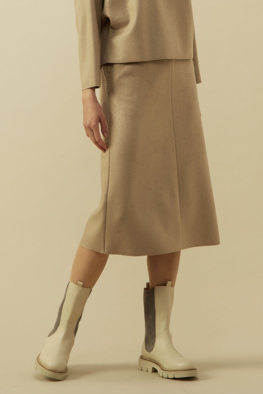 【プレインピープル/PLAIN PEOPLE】のミルドメルトンミディフレアスカート インテリア・キッズ・メンズ・レディースファッション・服の通販 founy(ファニー) 　ファッション　Fashion　レディースファッション　Fashion for Women　スカート　Skirts　Aライン・フレアスカート　A-Line & Flared Skirts　おすすめ　Recommended / Our Picks　セーター　Sweater, Knitwear　ドレープ　Drape, Draping Fabric　ロング　Long, Long-Length　再入荷　Restock / Back in Stock　定番　Standard, Basic Item　ベージュ|ID: prp329100004857470 ipo3291000000035855669