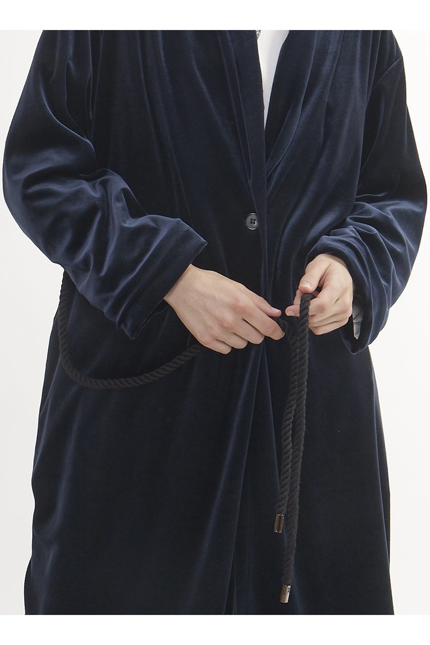 【プレインピープル/PLAIN PEOPLE】のベロアジャージショールカラーコート 人気、トレンドファッション・服の通販 founy(ファニー) 　ファッション　Fashion　レディースファッション　Fashion for Women　アウター　Coat / Outerwear Collection　コート・ロングコート・ピーコート　Long Coats, Peacoats & More　なめらか　Smooth, Silky Texture　イタリア　Italy　ストライプ　Stripe, Striped Pattern　ベロア　Velour, Soft Velvet　ミックス　Mix, Mixed Style　ロング　Long, Long-Length　エレガント 上品　Elegant　今季　This Season, Current Season　再入荷　Restock / Back in Stock　other-6|ID: prp329100004857482 ipo3291000000035855876