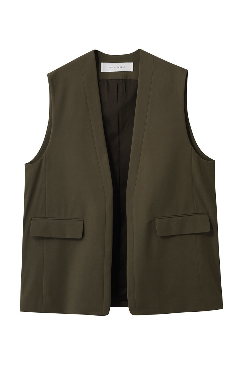 【プレインピープル/PLAIN PEOPLE】のノーカラージレ インテリア・キッズ・メンズ・レディースファッション・服の通販 founy(ファニー) 　ファッション　Fashion　レディースファッション　Fashion for Women　アウター　Coat / Outerwear Collection　レディースジャケット・軽アウター　Jackets　2026年　2026　シンプル　Simple, Minimal　ジャケット　Jacket, Outerwear　フォルム　Silhouette, Form　ベスト　Vest, Waistcoat　リュクス　Luxury, Elegant, High-End, Chic　夏　Summer　春　Spring　S/S・春夏　SS, Spring/Summer, Warm Season　カーキグレー|ID: prp329100004857874 ipo3291000000035876685