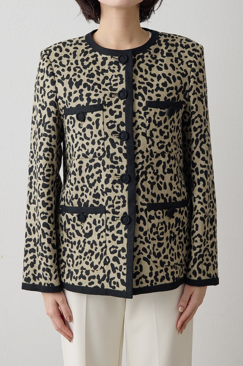 【ウィムガゼット/Whim Gazette】のリネンレオパードジャケット 人気、トレンドファッション・服の通販 founy(ファニー) 　ファッション　Fashion　レディースファッション　Fashion for Women　アウター　Coat / Outerwear Collection　レディースジャケット・軽アウター　Jackets　2026年　2026　ジャケット　Jacket, Outerwear　パイピング　Piping, Trim Design　ポケット　Pocket, Pocket Detail　リネン　Linen, Linen Fabric　レオパード　Leopard, Animal Print　ワッシャー　Washer, Crinkled Finish　エレガント 上品　Elegant　夏　Summer　春　Spring　S/S・春夏　SS, Spring/Summer, Warm Season　other-5|ID: prp329100004857889 ipo3291000000035876803
