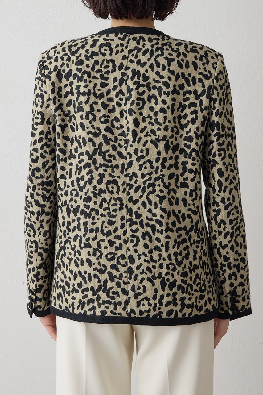 【ウィムガゼット/Whim Gazette】のリネンレオパードジャケット 人気、トレンドファッション・服の通販 founy(ファニー) 　ファッション　Fashion　レディースファッション　Fashion for Women　アウター　Coat / Outerwear Collection　レディースジャケット・軽アウター　Jackets　ジャケット　Jacket, Outerwear　パイピング　Piping, Trim Design　ポケット　Pocket, Pocket Detail　リネン　Linen, Linen Fabric　レオパード　Leopard, Animal Print　ワッシャー　Washer, Crinkled Finish　エレガント 上品　Elegant　other-7|ID: prp329100004857889 ipo3291000000036146020