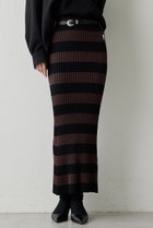 【ウィムガゼット/Whim Gazette】のボーダーニットフィットスカート ブラウン|ID: prp329100004857897 ipo3291000000035876889