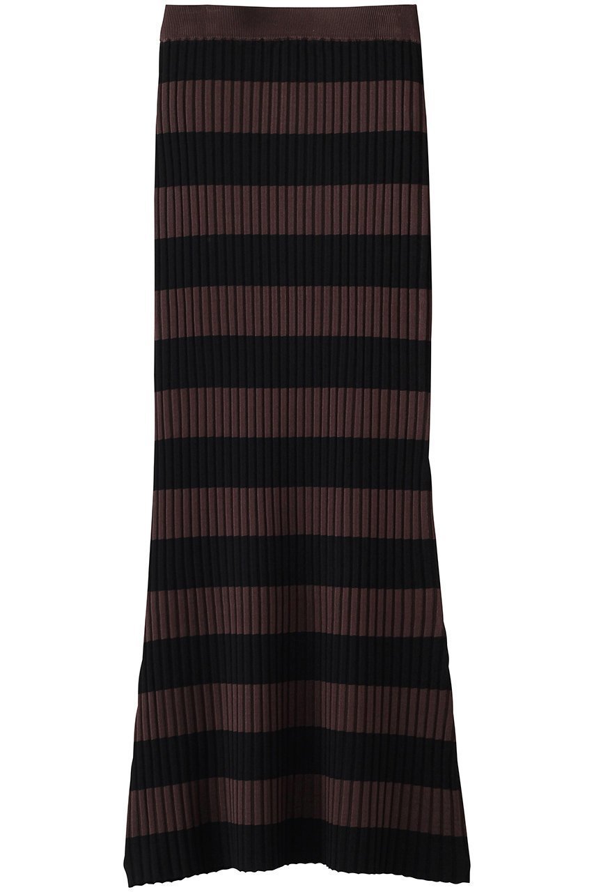 【ウィムガゼット/Whim Gazette】のボーダーニットフィットスカート インテリア・キッズ・メンズ・レディースファッション・服の通販 founy(ファニー) 　ファッション　Fashion　レディースファッション　Fashion for Women　スカート　Skirts　ロングスカート　Long Skirts / Maxi & Midi Skirts　クリスタル　Crystal, Swarovski　シンプル　Simple, Minimal　フレア　Flare, Flared　ボーダー　Border, Stripe　ロング　Long, Long-Length　ブラウン|ID: prp329100004857897 ipo3291000000036146108
