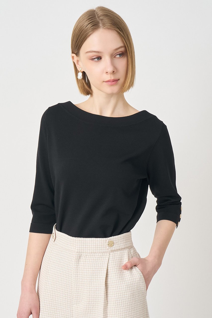 【アナイ/ANAYI】のスリーブ釦ボートネックプルオーバー 人気、トレンドファッション・服の通販 founy(ファニー) ファッション Fashion レディースファッション Fashion for Women トップス・カットソー Cut & Sew Tops ニット Knit Tops & Sweaters カジュアルプルオーバー・ニットトップス Pullovers & Knit Tops / Casual Pullovers インナー Innerwear スリーブ Sleeve, Long Sleeve / Short Sleeve ロング Long, Long-Length エレガント 上品 Elegant other-7|ID: prp329100004857900 ipo3291000000036377563