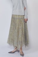 【プルミエ アロンディスモン/1er Arrondissement】のハミングバードプリントプリーツスカート 人気、トレンドファッション・服の通販 founy(ファニー) ファッション Fashion レディースファッション Fashion for Women スカート Skirts プリーツスカート / 上品フェミニンスタイル Pleated Skirts ロングスカート Long Skirts / Maxi & Midi Skirts 2026年 2026 イレギュラーヘム Irregular Hem オーガンジー Organza Fabric プリント Print, Printed Pattern プリーツ Pleats, Pleated ロング Long, Long-Length 夏 Summer 春 Spring S/S・春夏 SS, Spring/Summer, Warm Season |ID:prp329100004857914