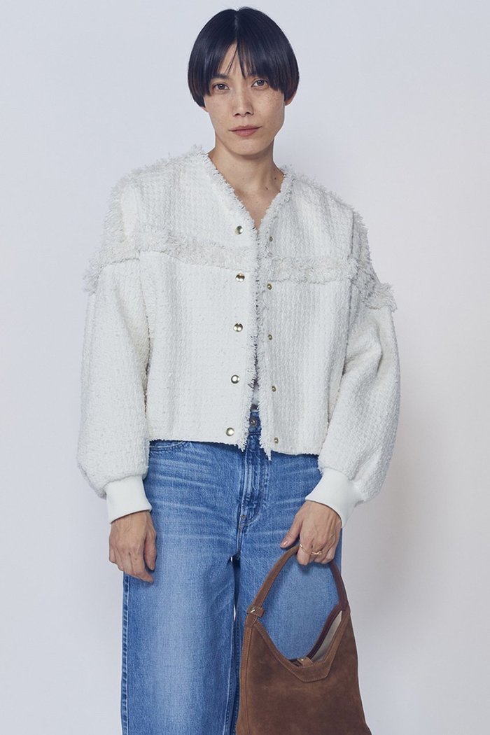 【プルミエ アロンディスモン/1er Arrondissement】のリングツイードブルゾン インテリア・キッズ・メンズ・レディースファッション・服の通販 founy(ファニー) https://founy.com/ ファッション Fashion レディースファッション Fashion for Women アウター Coat / Outerwear Collection レディースジャケット・軽アウター Jackets ブルゾンジャケット・スポーティアウター Blouson Jackets 2026年 2026 ジャケット Jacket, Outerwear ダウン Down, Puffer ツイード Twill, Twill Weave デニム Denim, Jeans Material ドット Polka Dot, Dot Pattern フリンジ Fringe, Tassel ブルゾン Blouson, Bomber Jacket モダン Modern, Contemporary 夏 Summer 春 Spring S/S・春夏 SS, Spring/Summer, Warm Season |ID: prp329100004857916 ipo3291000000035877042