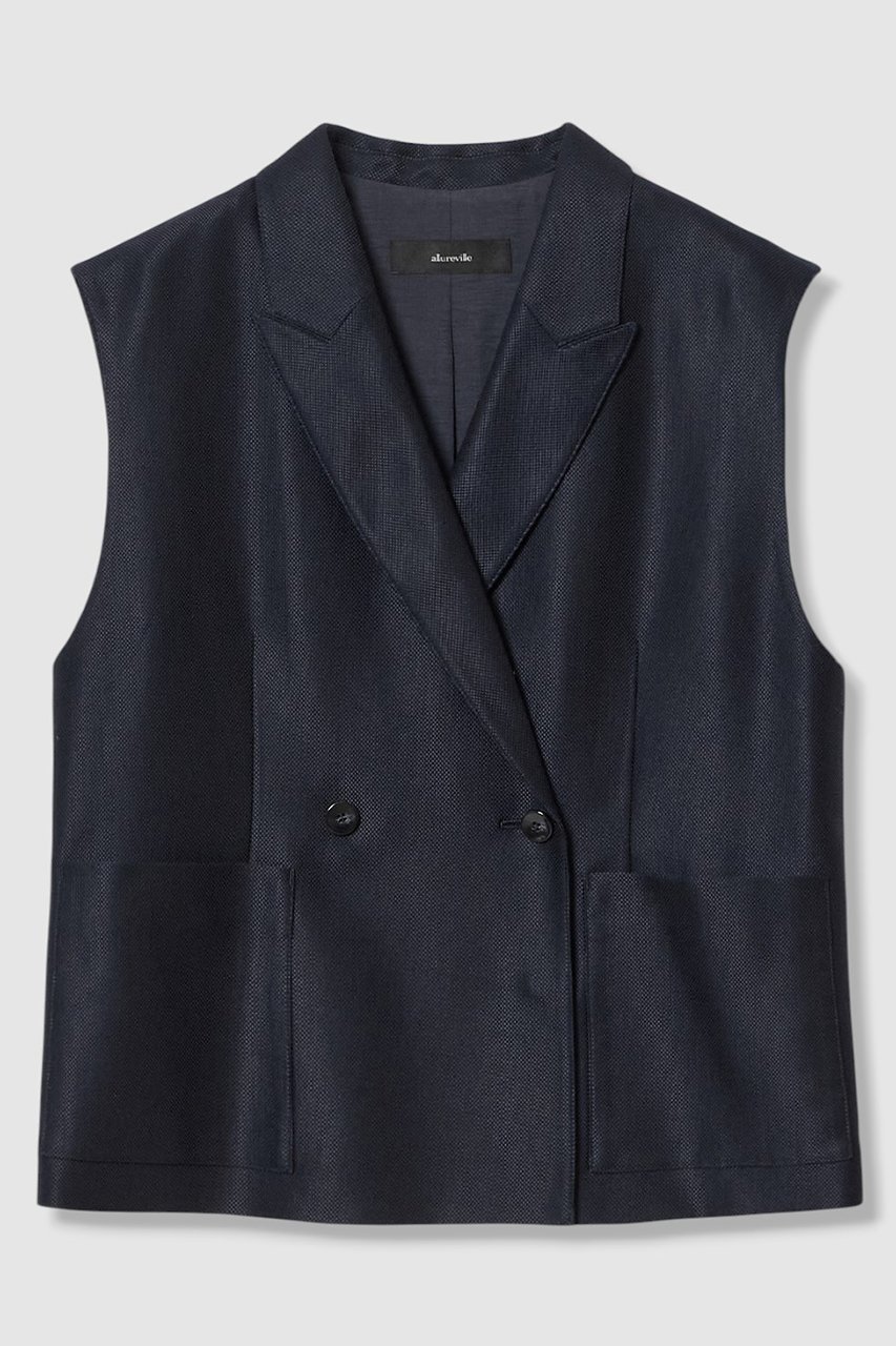 【アルアバイル/allureville】のエコカラミボックスジレ インテリア・キッズ・メンズ・レディースファッション・服の通販 founy(ファニー) 　ファッション　Fashion　レディースファッション　Fashion for Women　アウター　Coat / Outerwear Collection　レディースジャケット・軽アウター　Jackets　シンプル　Simple, Minimal　ジャケット　Jacket, Outerwear　バランス　Balance, Style Balance　フロント　Front, Front Design　ベスト　Vest, Waistcoat　ポケット　Pocket, Pocket Detail　ネイビー|ID: prp329100004857919 ipo3291000000036377538