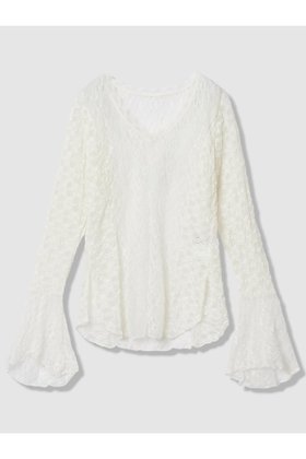 【アルアバイル/allureville】 【LOULOU WILLOUGHBY】ベルスリーブレースプルオーバー人気、トレンドファッション・服の通販 founy(ファニー) ファッション Fashion レディースファッション Fashion for Women トップス・カットソー Cut & Sew Tops シャツ・ブラウス・オフィスカジュアル Elegant Blouses & Button-Ups ロングTシャツ・Tシャツ Longline T-Shirts & Tees カジュアルプルオーバー・ニットトップス Pullovers & Knit Tops / Casual Pullovers カットソー・ベーシックTシャツ Cut-and-Sewn Tops / Stretch Tees & Basics 2026年 2026 スリーブ Sleeve, Long Sleeve / Short Sleeve フレア Flare, Flared レース Lace, Lace Fabric ロング Long, Long-Length エレガント 上品 Elegant 夏 Summer 春 Spring S/S・春夏 SS, Spring/Summer, Warm Season |ID:prp329100004857921