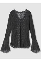 【アルアバイル/allureville】の【LOULOU WILLOUGHBY】ベルスリーブレースプルオーバー 人気、トレンドファッション・服の通販 founy(ファニー) ファッション Fashion レディースファッション Fashion for Women トップス・カットソー Cut & Sew Tops シャツ・ブラウス・オフィスカジュアル Elegant Blouses & Button-Ups ロングTシャツ・Tシャツ Longline T-Shirts & Tees カジュアルプルオーバー・ニットトップス Pullovers & Knit Tops / Casual Pullovers カットソー・ベーシックTシャツ Cut-and-Sewn Tops / Stretch Tees & Basics 2026年 2026 スリーブ Sleeve, Long Sleeve / Short Sleeve フレア Flare, Flared レース Lace, Lace Fabric ロング Long, Long-Length エレガント 上品 Elegant 夏 Summer 春 Spring S/S・春夏 SS, Spring/Summer, Warm Season thumbnail ブラック|ID: prp329100004857921 ipo3291000000035877086