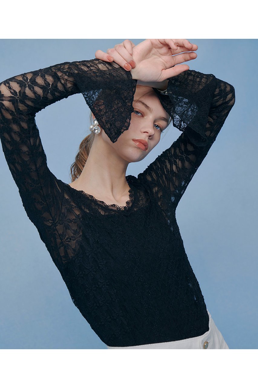 【アルアバイル/allureville】の【LOULOU WILLOUGHBY】ベルスリーブレースプルオーバー 人気、トレンドファッション・服の通販 founy(ファニー) ファッション Fashion レディースファッション Fashion for Women トップス・カットソー Cut & Sew Tops シャツ・ブラウス・オフィスカジュアル Elegant Blouses & Button-Ups ロングTシャツ・Tシャツ Longline T-Shirts & Tees カジュアルプルオーバー・ニットトップス Pullovers & Knit Tops / Casual Pullovers カットソー・ベーシックTシャツ Cut-and-Sewn Tops / Stretch Tees & Basics 2026年 2026 スリーブ Sleeve, Long Sleeve / Short Sleeve フレア Flare, Flared レース Lace, Lace Fabric ロング Long, Long-Length エレガント 上品 Elegant 夏 Summer 春 Spring S/S・春夏 SS, Spring/Summer, Warm Season other-6|ID: prp329100004857921 ipo3291000000035877091