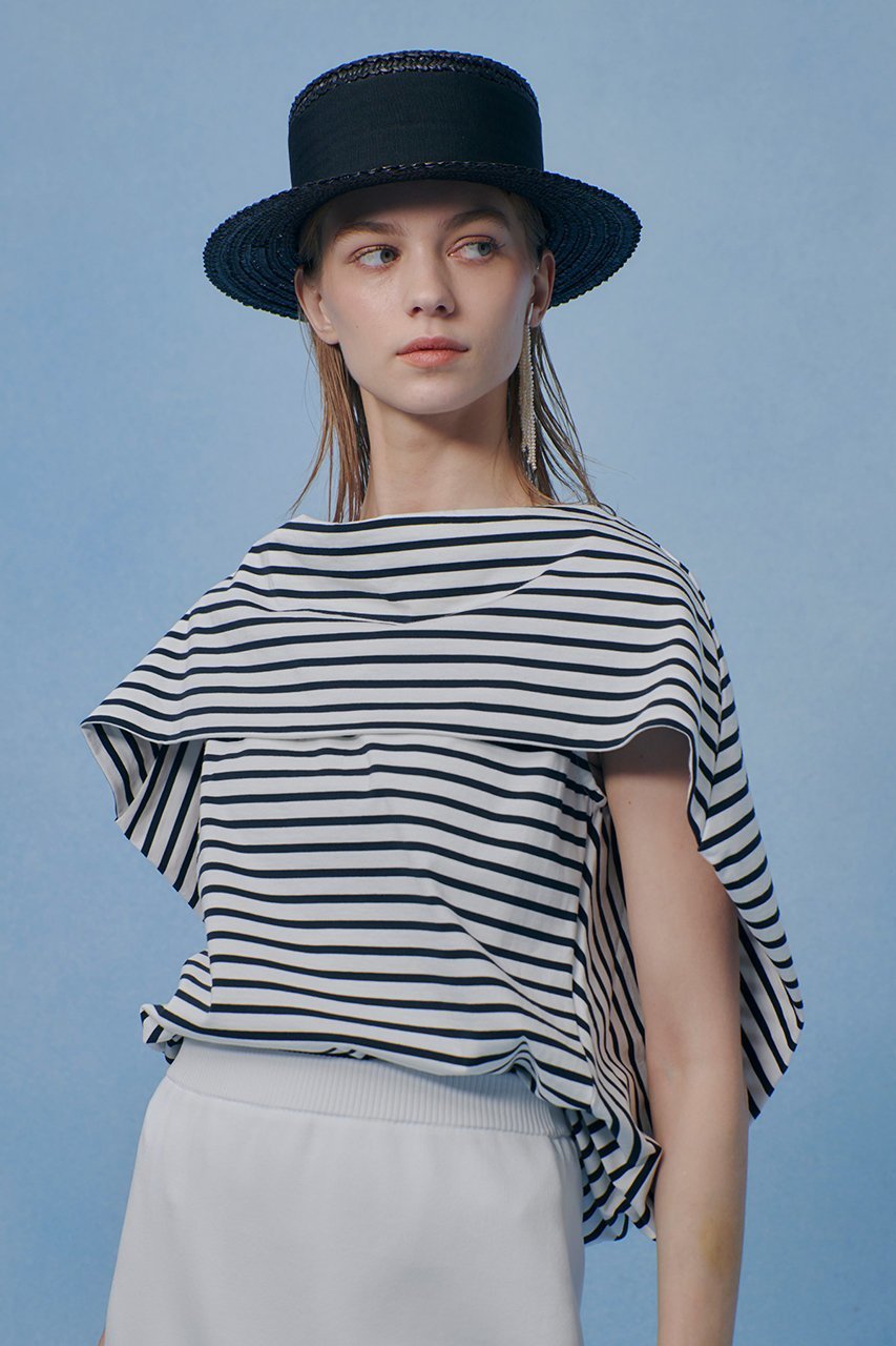 【アルアバイル/allureville】の【LOULOU WILLOUGHBY】ケープデコルテトップス 人気、トレンドファッション・服の通販 founy(ファニー) ファッション Fashion レディースファッション Fashion for Women トップス・カットソー Cut & Sew Tops シャツ・ブラウス・オフィスカジュアル Elegant Blouses & Button-Ups ロングTシャツ・Tシャツ Longline T-Shirts & Tees カットソー・ベーシックTシャツ Cut-and-Sewn Tops / Stretch Tees & Basics 2026年 2026 クラシカル Classical, Vintage-Inspired クラシック Classic, Timeless Style ショート Short, Short Length スリーブ Sleeve, Long Sleeve / Short Sleeve デコルテ Décolleté, Neckline ボーダー Border, Stripe 夏 Summer 春 Spring S/S・春夏 SS, Spring/Summer, Warm Season other-5|ID: prp329100004857924 ipo3291000000035877115