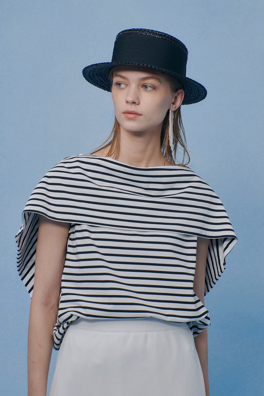 【アルアバイル/allureville】の【LOULOU WILLOUGHBY】ケープデコルテトップス 人気、トレンドファッション・服の通販 founy(ファニー) 　ファッション　Fashion　レディースファッション　Fashion for Women　トップス・カットソー　Cut & Sew Tops　シャツ・ブラウス・オフィスカジュアル　Elegant Blouses & Button-Ups　ロングTシャツ・Tシャツ　Longline T-Shirts & Tees　カットソー・ベーシックTシャツ　Cut-and-Sewn Tops / Stretch Tees & Basics　クラシカル　Classical, Vintage-Inspired　クラシック　Classic, Timeless Style　ショート　Short, Short Length　スリーブ　Sleeve, Long Sleeve / Short Sleeve　デコルテ　Décolleté, Neckline　ボーダー　Border, Stripe　再入荷　Restock / Back in Stock　other-6|ID: prp329100004857924 ipo3291000000036238393