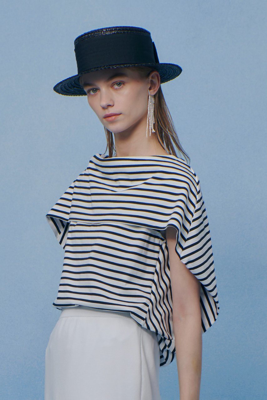 【アルアバイル/allureville】の【LOULOU WILLOUGHBY】ケープデコルテトップス 人気、トレンドファッション・服の通販 founy(ファニー) 　ファッション　Fashion　レディースファッション　Fashion for Women　トップス・カットソー　Cut & Sew Tops　シャツ・ブラウス・オフィスカジュアル　Elegant Blouses & Button-Ups　ロングTシャツ・Tシャツ　Longline T-Shirts & Tees　カットソー・ベーシックTシャツ　Cut-and-Sewn Tops / Stretch Tees & Basics　クラシカル　Classical, Vintage-Inspired　クラシック　Classic, Timeless Style　ショート　Short, Short Length　スリーブ　Sleeve, Long Sleeve / Short Sleeve　デコルテ　Décolleté, Neckline　ボーダー　Border, Stripe　再入荷　Restock / Back in Stock　other-7|ID: prp329100004857924 ipo3291000000036238396