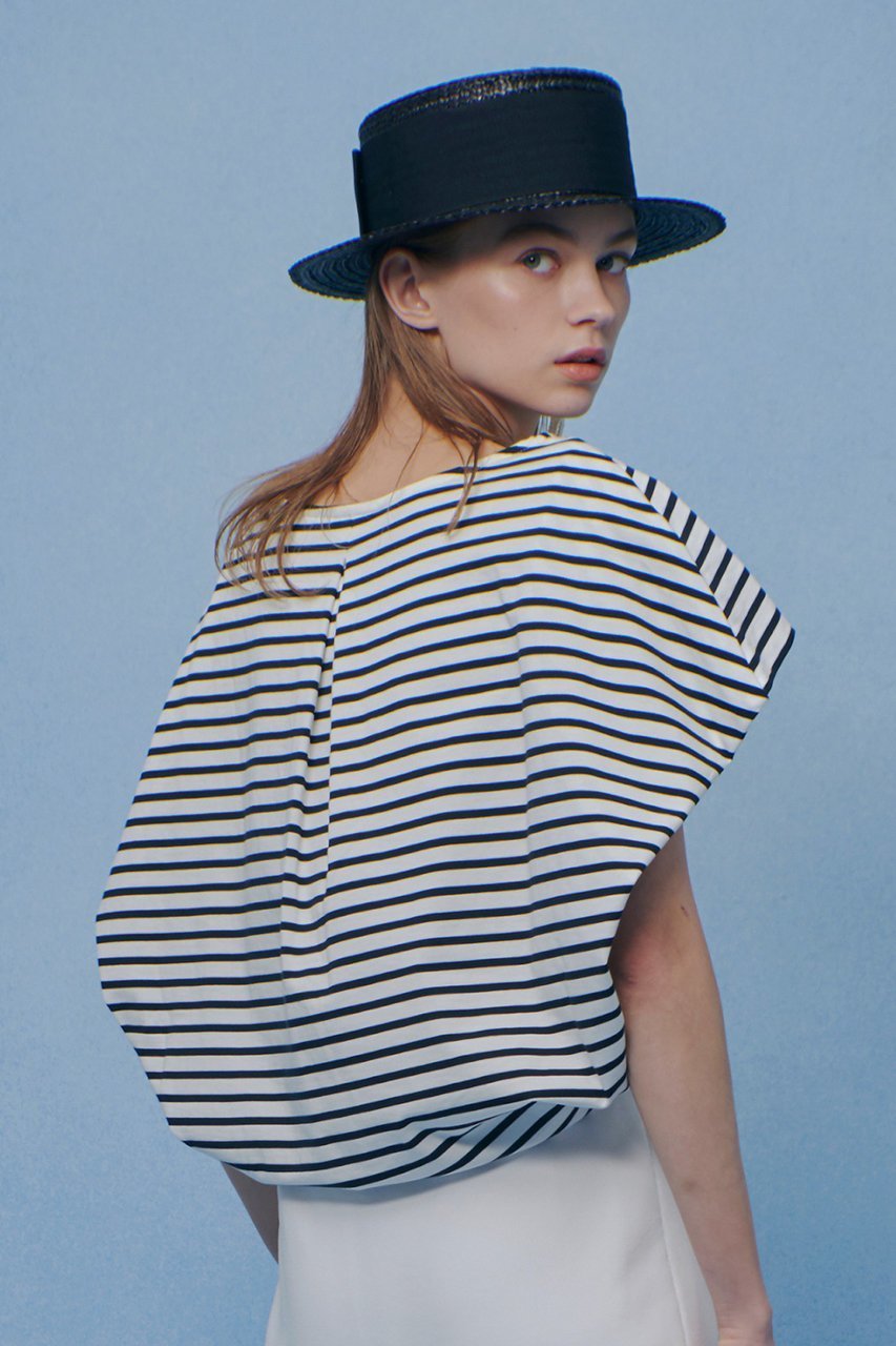 【アルアバイル/allureville】の【LOULOU WILLOUGHBY】ケープデコルテトップス 人気、トレンドファッション・服の通販 founy(ファニー) 　ファッション　Fashion　レディースファッション　Fashion for Women　トップス・カットソー　Cut & Sew Tops　シャツ・ブラウス・オフィスカジュアル　Elegant Blouses & Button-Ups　ロングTシャツ・Tシャツ　Longline T-Shirts & Tees　カットソー・ベーシックTシャツ　Cut-and-Sewn Tops / Stretch Tees & Basics　クラシカル　Classical, Vintage-Inspired　クラシック　Classic, Timeless Style　ショート　Short, Short Length　スリーブ　Sleeve, Long Sleeve / Short Sleeve　デコルテ　Décolleté, Neckline　ボーダー　Border, Stripe　再入荷　Restock / Back in Stock　other-8|ID: prp329100004857924 ipo3291000000036238398