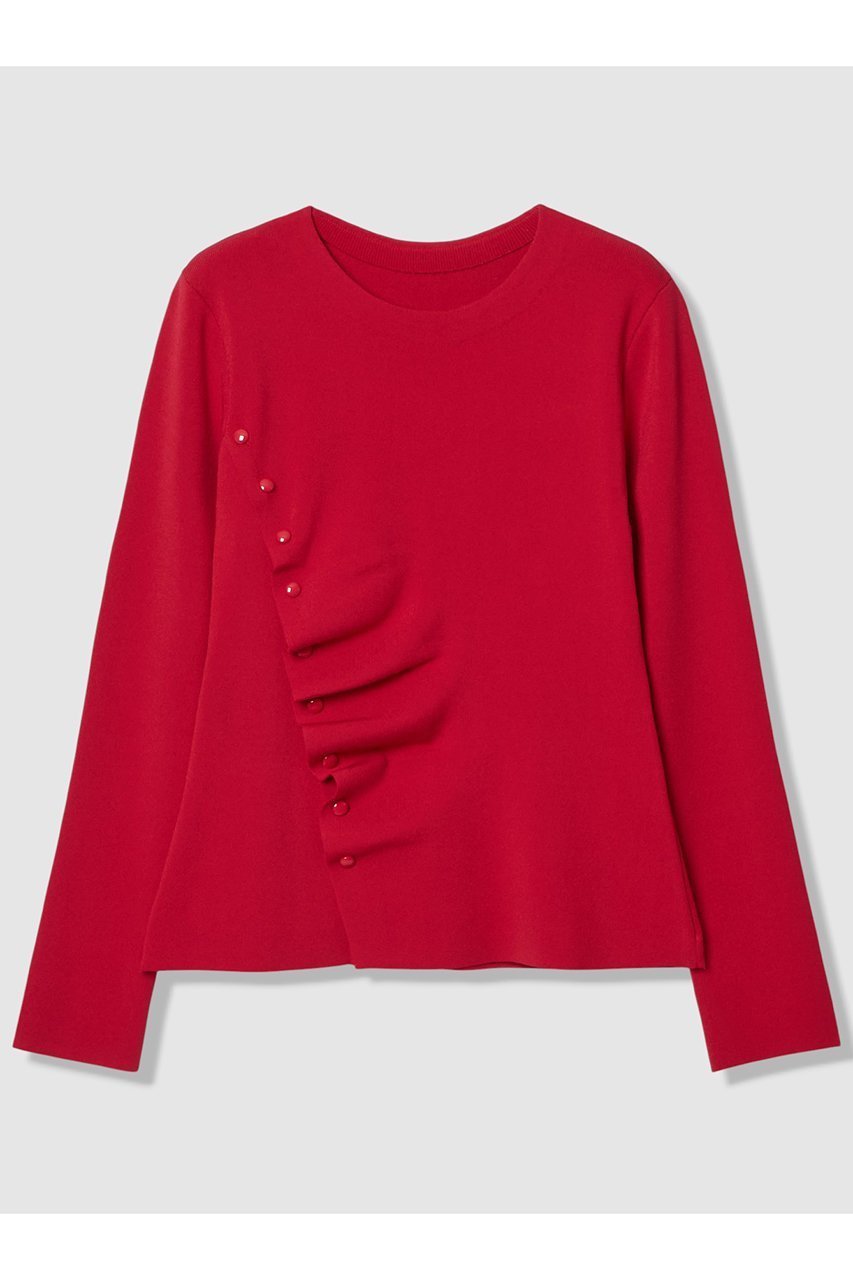 【アルアバイル/allureville】の【LOULOU WILLOUGHBY】ドレープアシメプルオーバー インテリア・キッズ・メンズ・レディースファッション・服の通販 founy(ファニー) 　ファッション　Fashion　レディースファッション　Fashion for Women　トップス・カットソー　Cut & Sew Tops　ニット　Knit Tops & Sweaters　カジュアルプルオーバー・ニットトップス　Pullovers & Knit Tops / Casual Pullovers　2026年　2026　おすすめ　Recommended / Our Picks　シェイプ　Shape, Slim Fit　シンプル　Simple, Minimal　デニム　Denim, Jeans Material　ドレープ　Drape, Draping Fabric　夏　Summer　春　Spring　S/S・春夏　SS, Spring/Summer, Warm Season　レッド|ID: prp329100004857925 ipo3291000000035877118