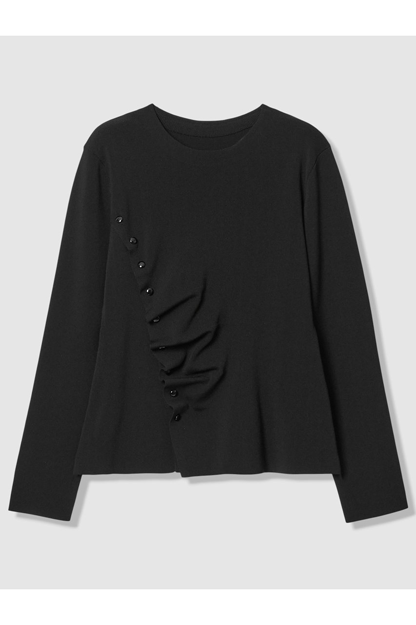 【アルアバイル/allureville】の【LOULOU WILLOUGHBY】ドレープアシメプルオーバー インテリア・キッズ・メンズ・レディースファッション・服の通販 founy(ファニー) 　ファッション　Fashion　レディースファッション　Fashion for Women　トップス・カットソー　Cut & Sew Tops　ニット　Knit Tops & Sweaters　カジュアルプルオーバー・ニットトップス　Pullovers & Knit Tops / Casual Pullovers　2026年　2026　おすすめ　Recommended / Our Picks　シェイプ　Shape, Slim Fit　シンプル　Simple, Minimal　デニム　Denim, Jeans Material　ドレープ　Drape, Draping Fabric　夏　Summer　春　Spring　S/S・春夏　SS, Spring/Summer, Warm Season　ブラック|ID: prp329100004857925 ipo3291000000035877119