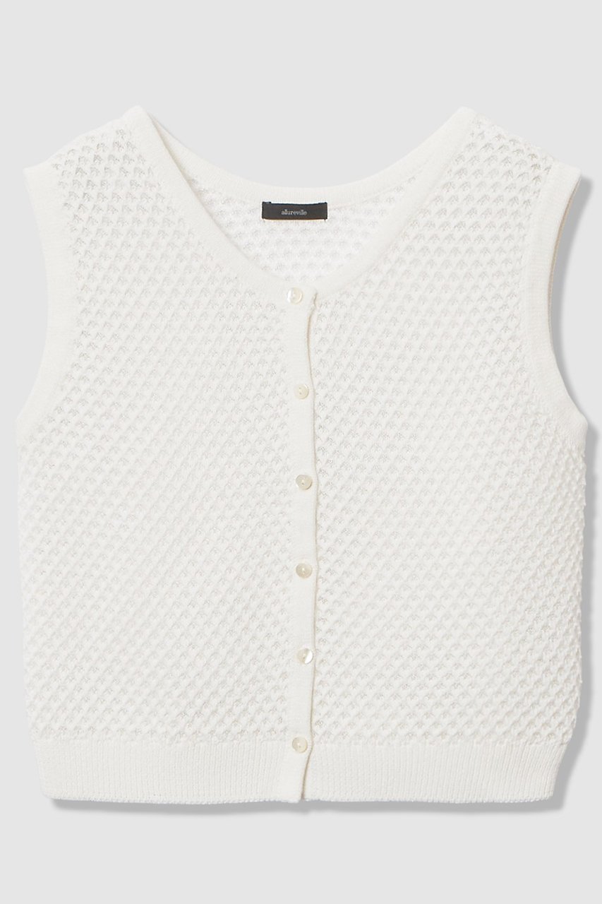 【アルアバイル/allureville】の透かし編みジレプルオーバー インテリア・キッズ・メンズ・レディースファッション・服の通販 founy(ファニー) 　ファッション　Fashion　レディースファッション　Fashion for Women　トップス・カットソー　Cut & Sew Tops　ニット　Knit Tops & Sweaters　ベスト&ジレ / 重ね着スタイル　Vests & Gilets　カジュアルプルオーバー・ニットトップス　Pullovers & Knit Tops / Casual Pullovers　2026年　2026　おすすめ　Recommended / Our Picks　インナー　Innerwear　タンク　Tank Top, Sleeveless Top　テクスチャー　Texture, Textured Fabric　メッシュ　Mesh, Net Fabric　夏　Summer　春　Spring　S/S・春夏　SS, Spring/Summer, Warm Season　オフホワイト|ID: prp329100004857929 ipo3291000000035877154