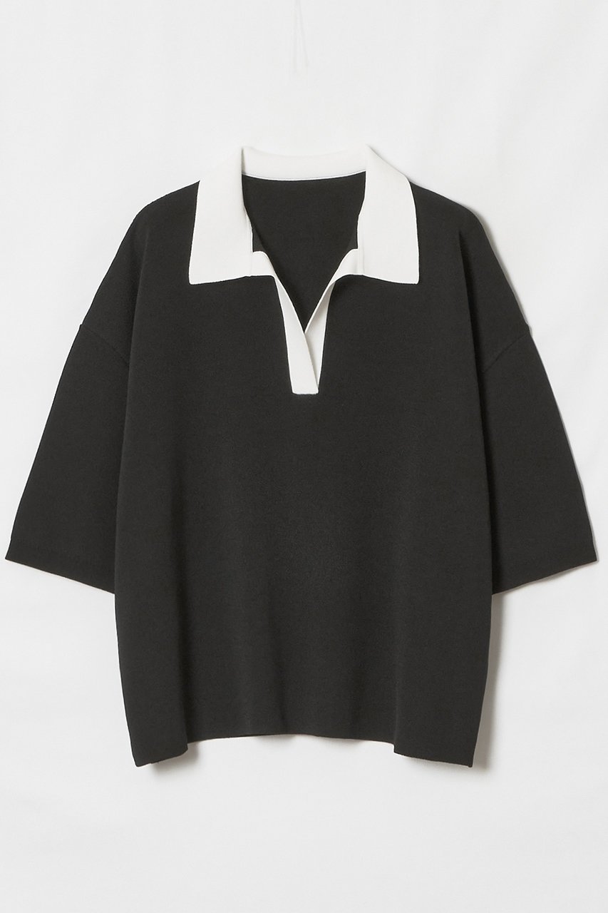 【アルアバイル/allureville】のボーダーポロ プルオーバー インテリア・キッズ・メンズ・レディースファッション・服の通販 founy(ファニー) 　ファッション　Fashion　レディースファッション　Fashion for Women　トップス・カットソー　Cut & Sew Tops　ニット　Knit Tops & Sweaters　カジュアルプルオーバー・ニットトップス　Pullovers & Knit Tops / Casual Pullovers　2026年　2026　ツイスト　Tweed, Tweed Fabric　ボーダー　Border, Stripe　ワイド　Wide, Wide Fit　人気　Popular, Best Seller　夏　Summer　春　Spring　S/S・春夏　SS, Spring/Summer, Warm Season　ブラック系|ID: prp329100004857930 ipo3291000000035877163