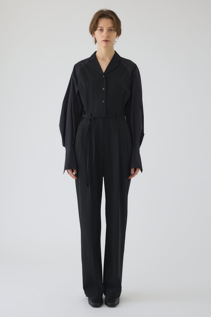 【リムアーク/RIM.ARK】の【2/18 10:00販売開始】Raglan sleeve jumpsuit/ジャンプスーツ インテリア・キッズ・メンズ・レディースファッション・服の通販 founy(ファニー) 　ファッション　Fashion　レディースファッション　Fashion for Women　パンツ　Pants & Trousers　ストレッチ　Stretch, Stretchy Fabric　スリーブ　Sleeve, Long Sleeve / Short Sleeve　スーツ　Suit, Formalwear　センター　Center, Center Line　マニッシュ　Mannish, Boyish　新作・新入荷　New Arrivals / New In　ブラック|ID: prp329100004857934 ipo3291000000035877190