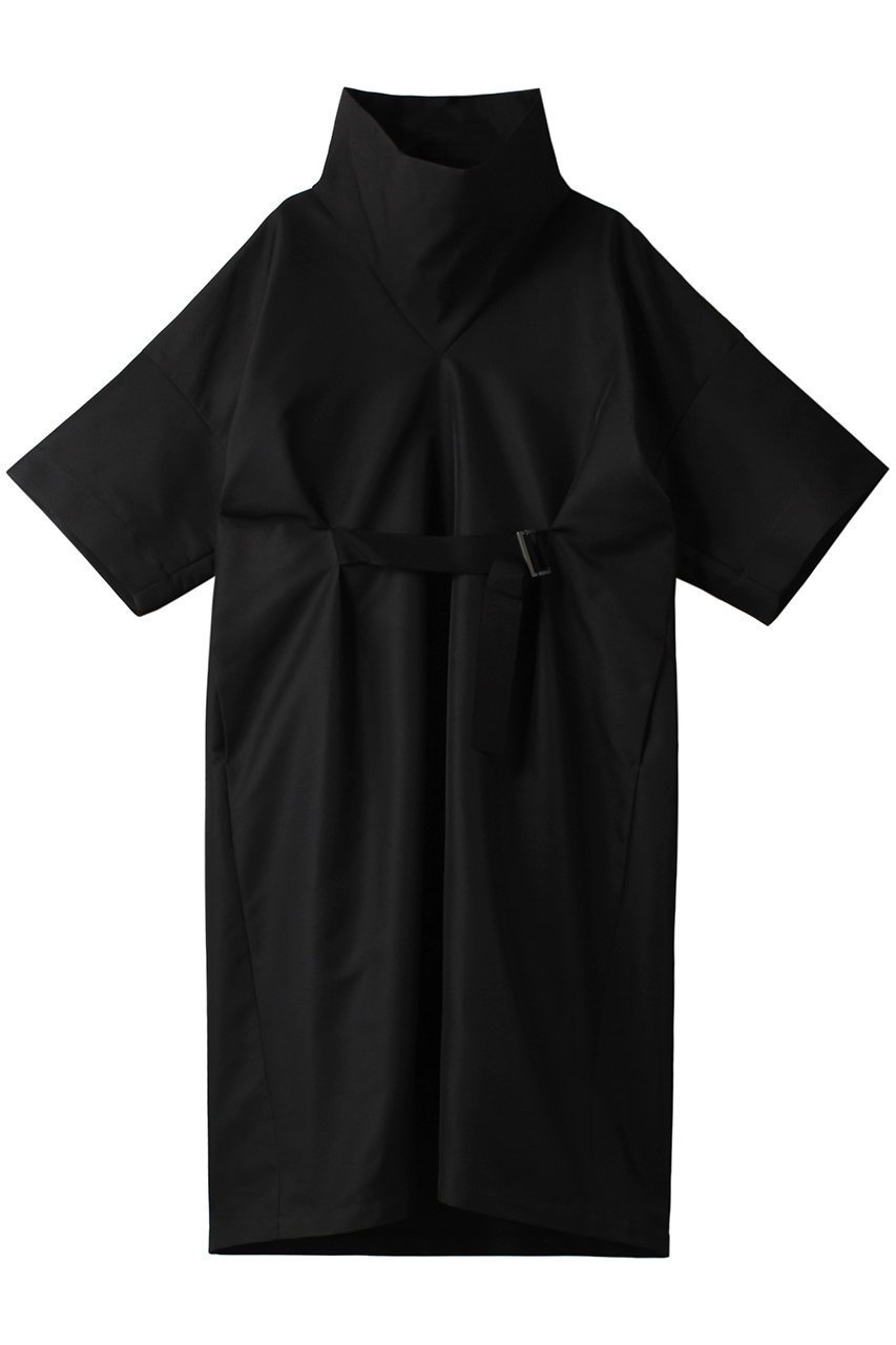 【プレインピープル/PLAIN PEOPLE】のダブルサテンハイネックワンピース インテリア・キッズ・メンズ・レディースファッション・服の通販 founy(ファニー) 　ファッション　Fashion　レディースファッション　Fashion for Women　ワンピース　Dresses　チュニック　Tunic Tops & Dresses　サテン　Satin, Glossy Fabric　スタイリッシュ　Stylish, Fashionable　スリーブ　Sleeve, Long Sleeve / Short Sleeve　チュニック　Tunic, Long Top　ハイネック　High Neck, Mock Neck　ハーフ　Half, Half-Length　ロング　Long, Long-Length　再入荷　Restock / Back in Stock　ブラック|ID: prp329100004857953 ipo3291000000035883511