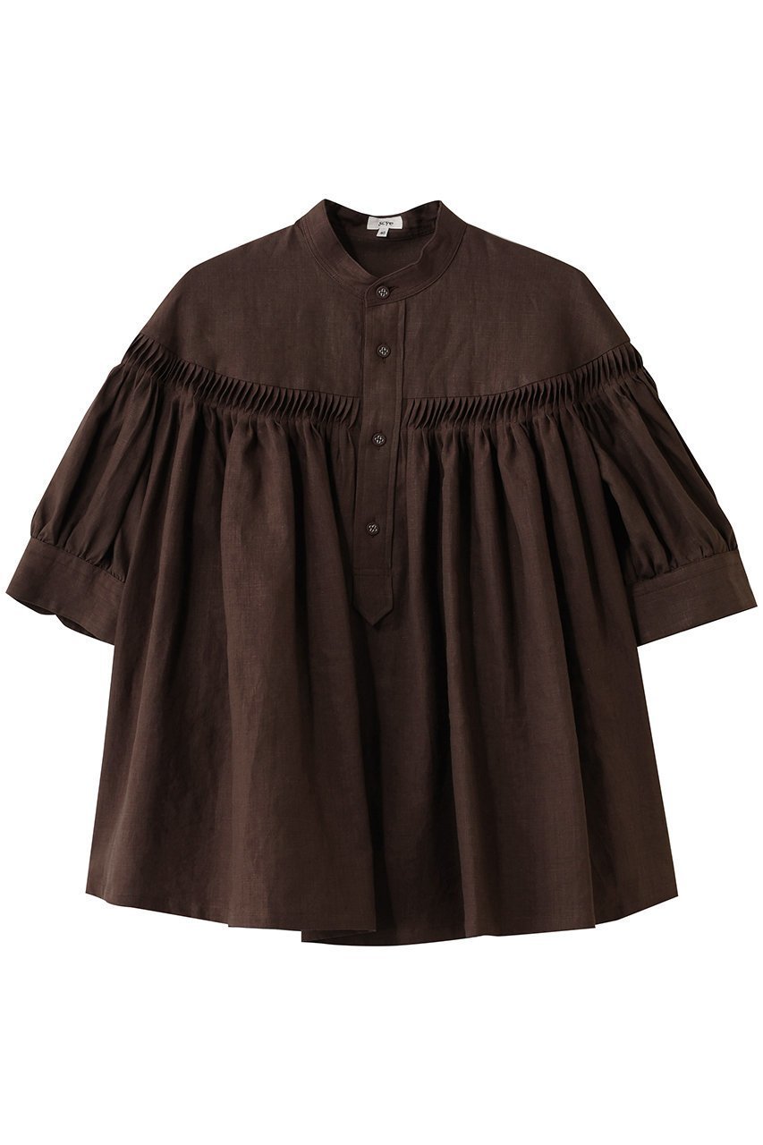 【サイ サイベーシックス/Scye SCYE BASICS】の60/1 Linen Cambric タックド ハーフスリーブ ブラウス インテリア・キッズ・メンズ・レディースファッション・服の通販 founy(ファニー) 　ファッション　Fashion　レディースファッション　Fashion for Women　トップス・カットソー　Cut & Sew Tops　シャツ・ブラウス・オフィスカジュアル　Elegant Blouses & Button-Ups　2026年　2026　ショート　Short, Short Length　スリーブ　Sleeve, Long Sleeve / Short Sleeve　ハーフ　Half, Half-Length　リネン　Linen, Linen Fabric　夏　Summer　春　Spring　S/S・春夏　SS, Spring/Summer, Warm Season　ブラウン|ID: prp329100004857962 ipo3291000000035883617