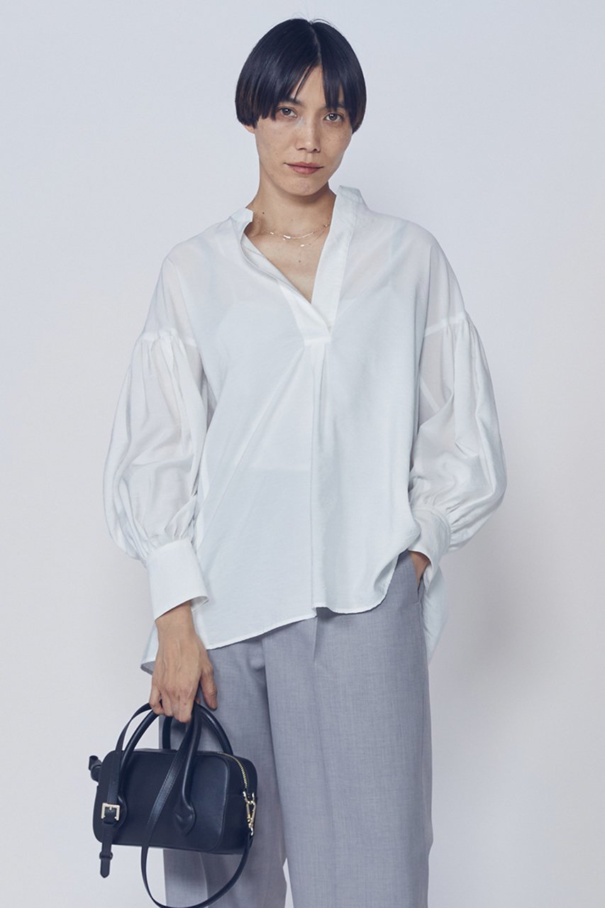 【プルミエ アロンディスモン/1er Arrondissement】のモダールナイロンシルクスキッパーブラウス 人気、トレンドファッション・服の通販 founy(ファニー) 　ファッション　Fashion　レディースファッション　Fashion for Women　トップス・カットソー　Cut & Sew Tops　シャツ・ブラウス・オフィスカジュアル　Elegant Blouses & Button-Ups　2026年　2026　ギャザー　Gathered, Ruffled　スキッパー　Skipper, Open Collar　スリーブ　Sleeve, Long Sleeve / Short Sleeve　リラックス　Relax, Relaxed Fit　ロング　Long, Long-Length　夏　Summer　春　Spring　S/S・春夏　SS, Spring/Summer, Warm Season　 other-1|ID: prp329100004857967 ipo3291000000035883659