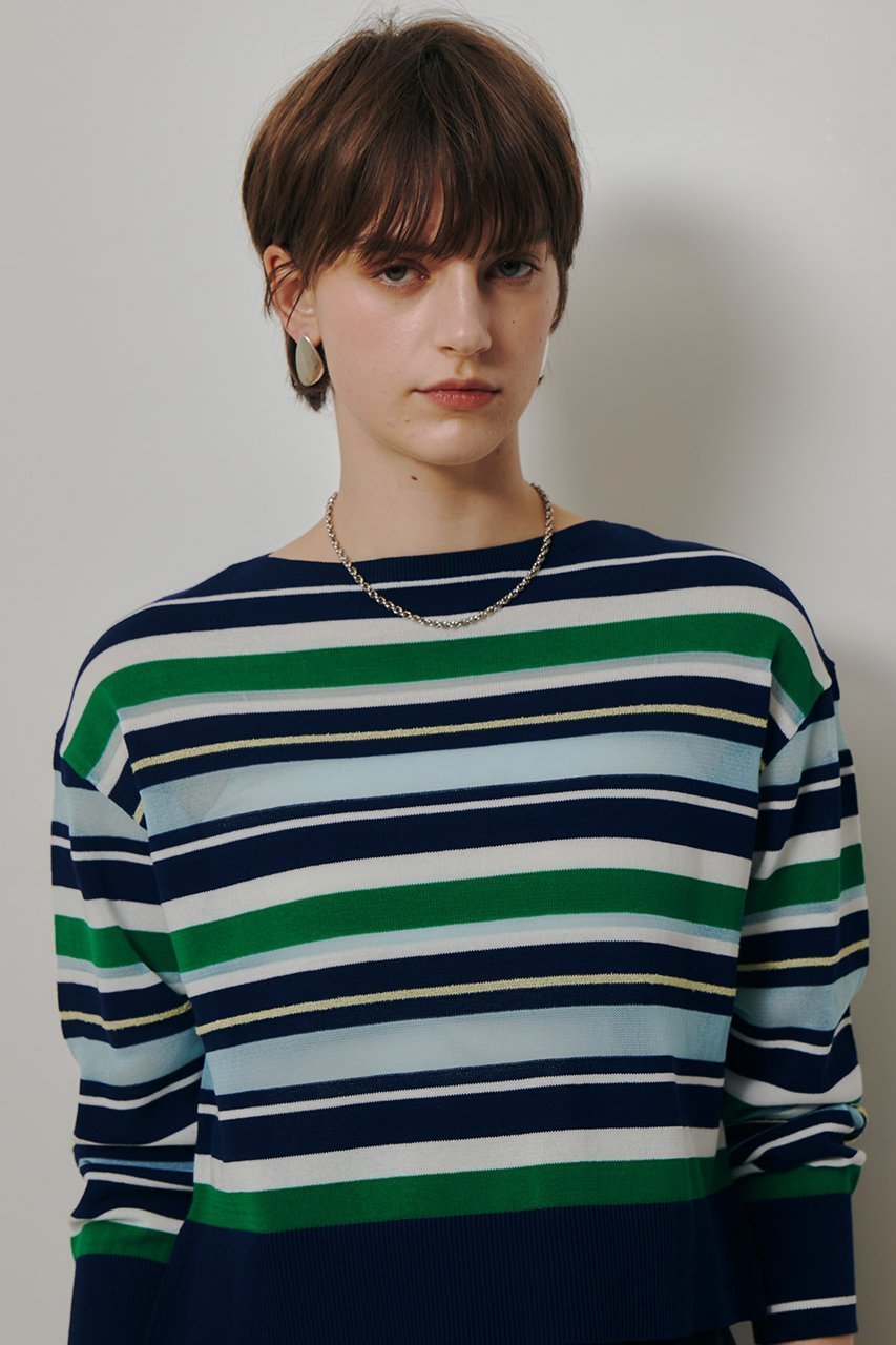 【アルアバイル/allureville】の異素材MIXマルチボーダープルオーバー 人気、トレンドファッション・服の通販 founy(ファニー) 　ファッション　Fashion　レディースファッション　Fashion for Women　トップス・カットソー　Cut & Sew Tops　ニット　Knit Tops & Sweaters　カジュアルプルオーバー・ニットトップス　Pullovers & Knit Tops / Casual Pullovers　2026年　2026　おすすめ　Recommended / Our Picks　インナー　Innerwear　ストール　Stole, Wrap　セーター　Sweater, Knitwear　テクスチャー　Texture, Textured Fabric　トレンド　Trend, Trending Now　ボーダー　Border, Stripe　夏　Summer　春　Spring　S/S・春夏　SS, Spring/Summer, Warm Season　other-6|ID: prp329100004858123 ipo3291000000035890606