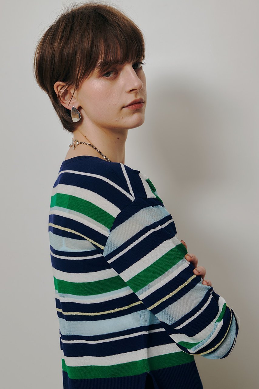 【アルアバイル/allureville】の異素材MIXマルチボーダープルオーバー 人気、トレンドファッション・服の通販 founy(ファニー) 　ファッション　Fashion　レディースファッション　Fashion for Women　トップス・カットソー　Cut & Sew Tops　ニット　Knit Tops & Sweaters　カジュアルプルオーバー・ニットトップス　Pullovers & Knit Tops / Casual Pullovers　2026年　2026　おすすめ　Recommended / Our Picks　インナー　Innerwear　ストール　Stole, Wrap　セーター　Sweater, Knitwear　テクスチャー　Texture, Textured Fabric　トレンド　Trend, Trending Now　ボーダー　Border, Stripe　夏　Summer　春　Spring　S/S・春夏　SS, Spring/Summer, Warm Season　other-7|ID: prp329100004858123 ipo3291000000035890608