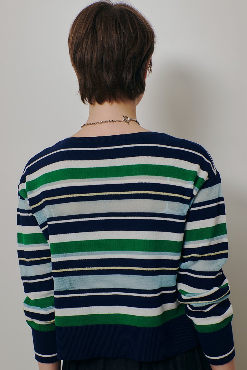 【アルアバイル/allureville】の異素材MIXマルチボーダープルオーバー 人気、トレンドファッション・服の通販 founy(ファニー) 　ファッション　Fashion　レディースファッション　Fashion for Women　トップス・カットソー　Cut & Sew Tops　ニット　Knit Tops & Sweaters　カジュアルプルオーバー・ニットトップス　Pullovers & Knit Tops / Casual Pullovers　2026年　2026　おすすめ　Recommended / Our Picks　インナー　Innerwear　ストール　Stole, Wrap　セーター　Sweater, Knitwear　テクスチャー　Texture, Textured Fabric　トレンド　Trend, Trending Now　ボーダー　Border, Stripe　夏　Summer　春　Spring　S/S・春夏　SS, Spring/Summer, Warm Season　other-8|ID: prp329100004858123 ipo3291000000035890610