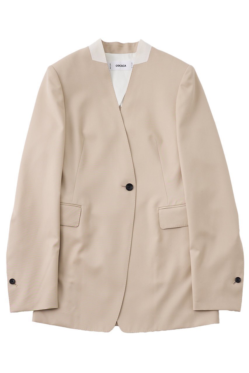 【ザ ストア バイ シー/THE STORE by C】の【COCUCA】ノーカラージャケット 人気、トレンドファッション・服の通販 founy(ファニー) 　ファッション　Fashion　レディースファッション　Fashion for Women　アウター　Coat / Outerwear Collection　レディースジャケット・軽アウター　Jackets　ノーカラージャケット / シンプル上品コーデ　Collarless Jackets　シェイプ　Shape, Slim Fit　シルク　Silk, 100% Silk　ジャケット　Jacket, Outerwear　スーツ　Suit, Formalwear　ボックス　Boxy, Box Shape　メンズ　Men's, Menswear　 other-1|ID: prp329100004858135 ipo3291000000036006542